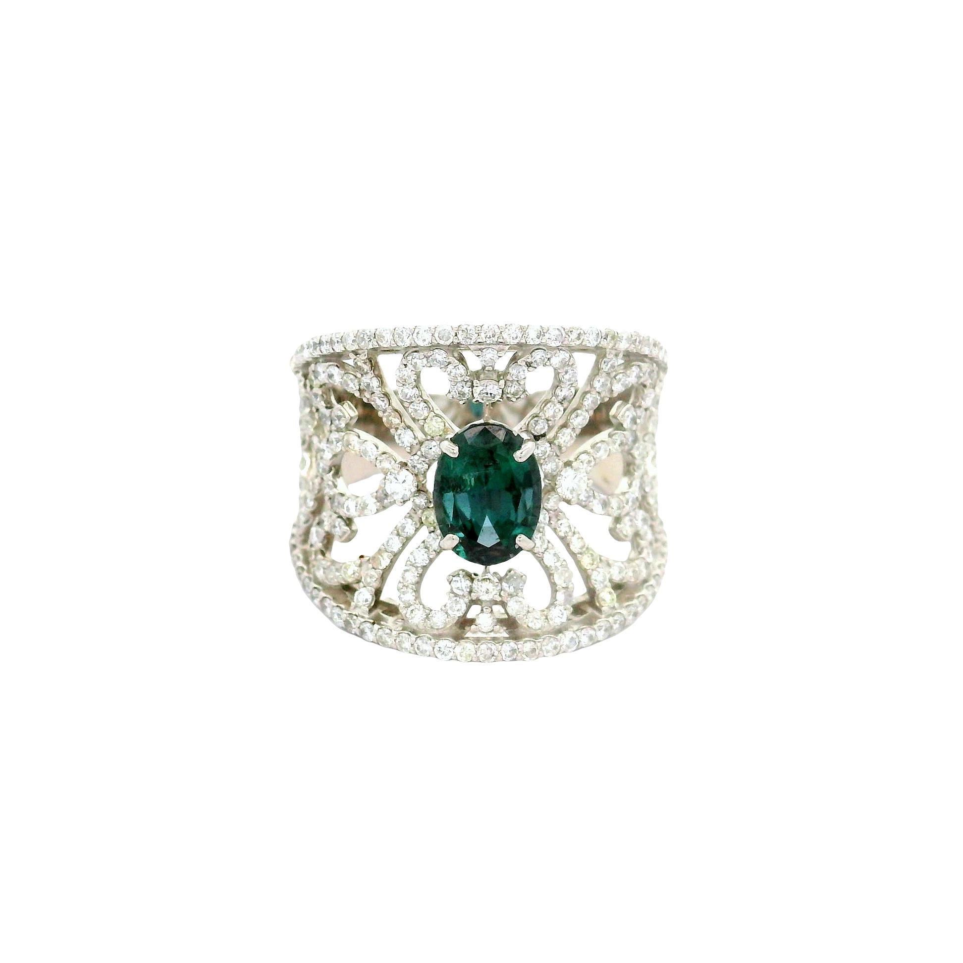 1.14 Carat Alexandrite Diamond Platinum Filigree Ring, GIA Certified