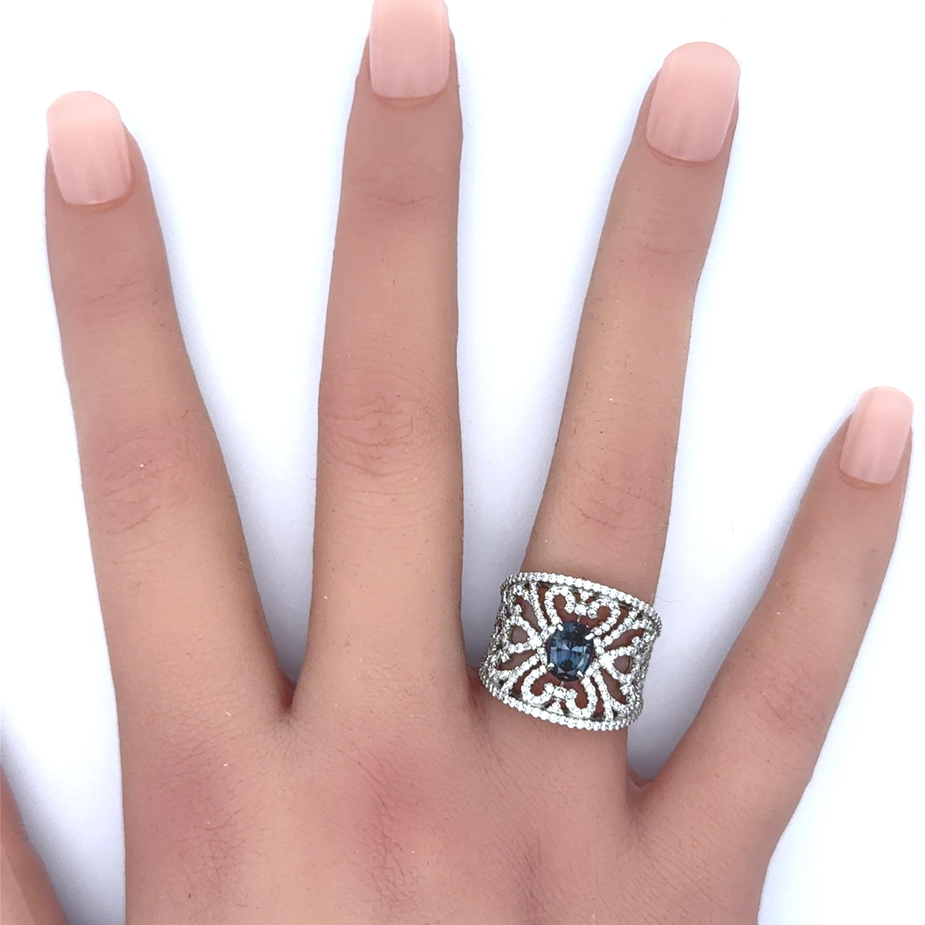 1.14 Carat Alexandrite Diamond Platinum Filigree Ring, GIA Certified