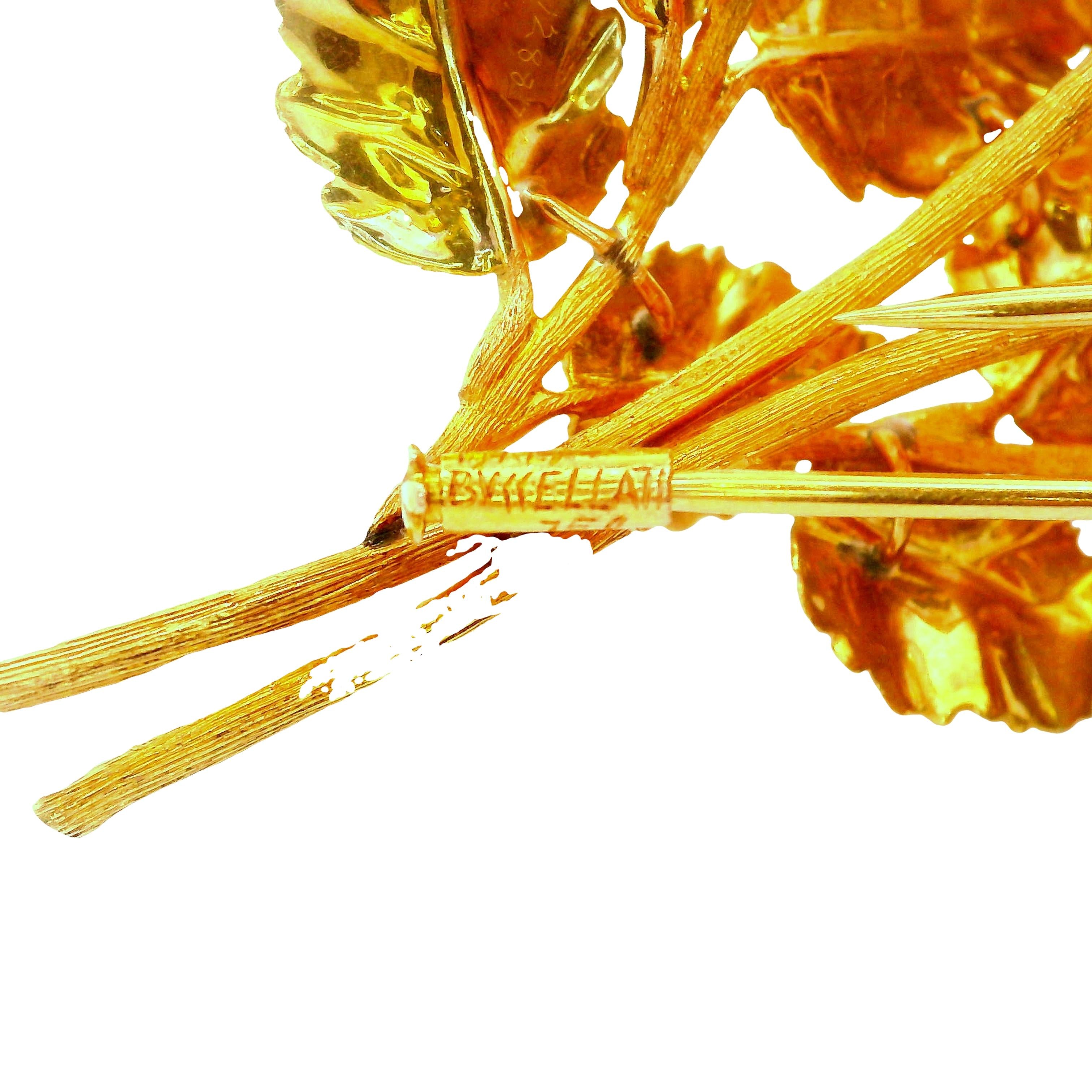 Italian  Buccelatti 18K Gold Flower Bouquet Brooch