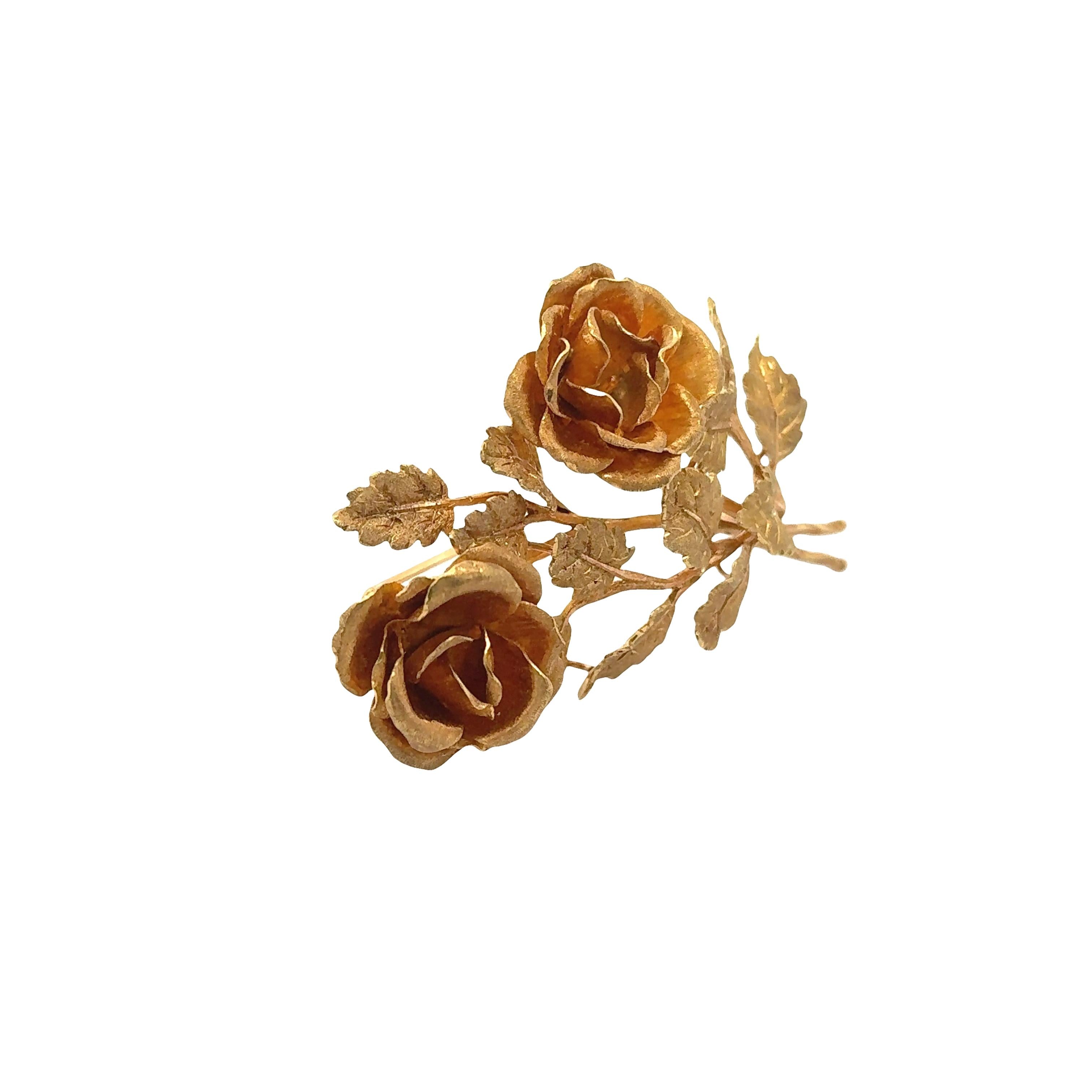 Italian  Buccelatti 18K Gold Flower Bouquet Brooch