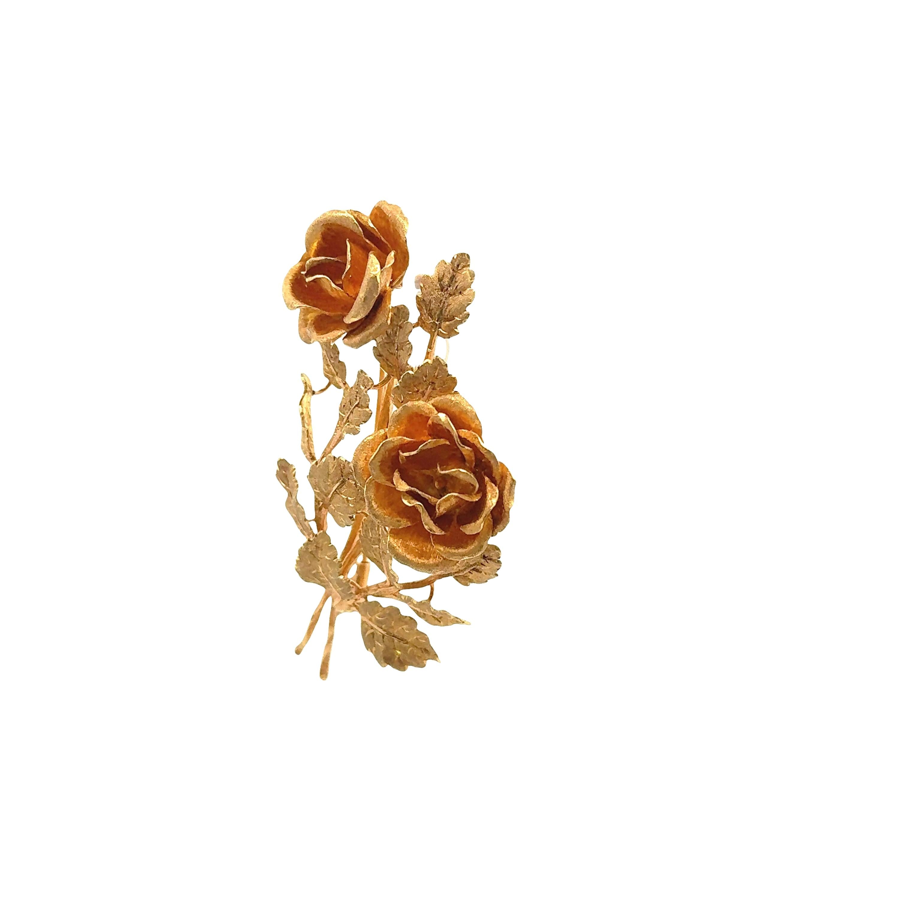 Italian  Buccelatti 18K Gold Flower Bouquet Brooch