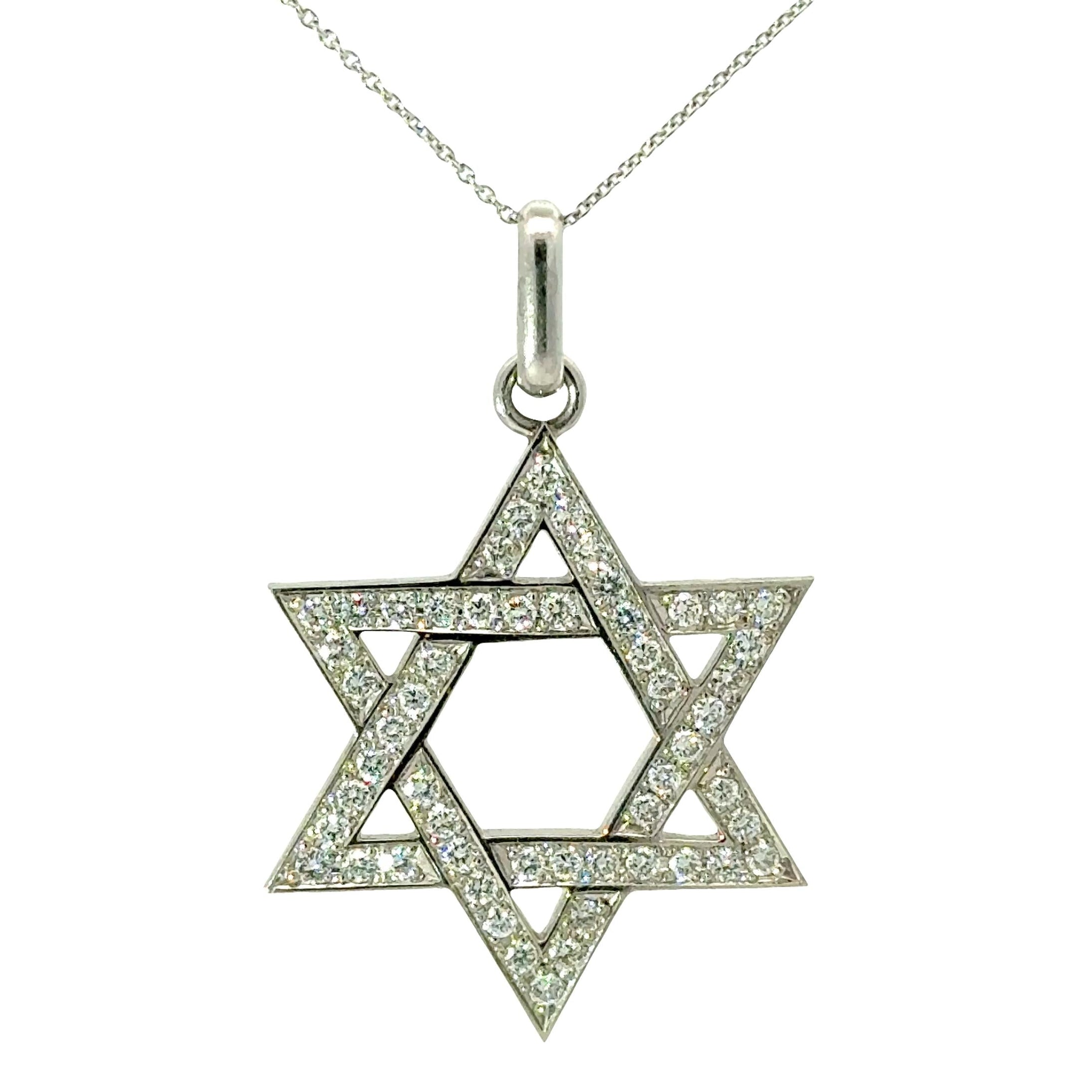 Diamond Platinum Star-of-David Pendant Necklace
