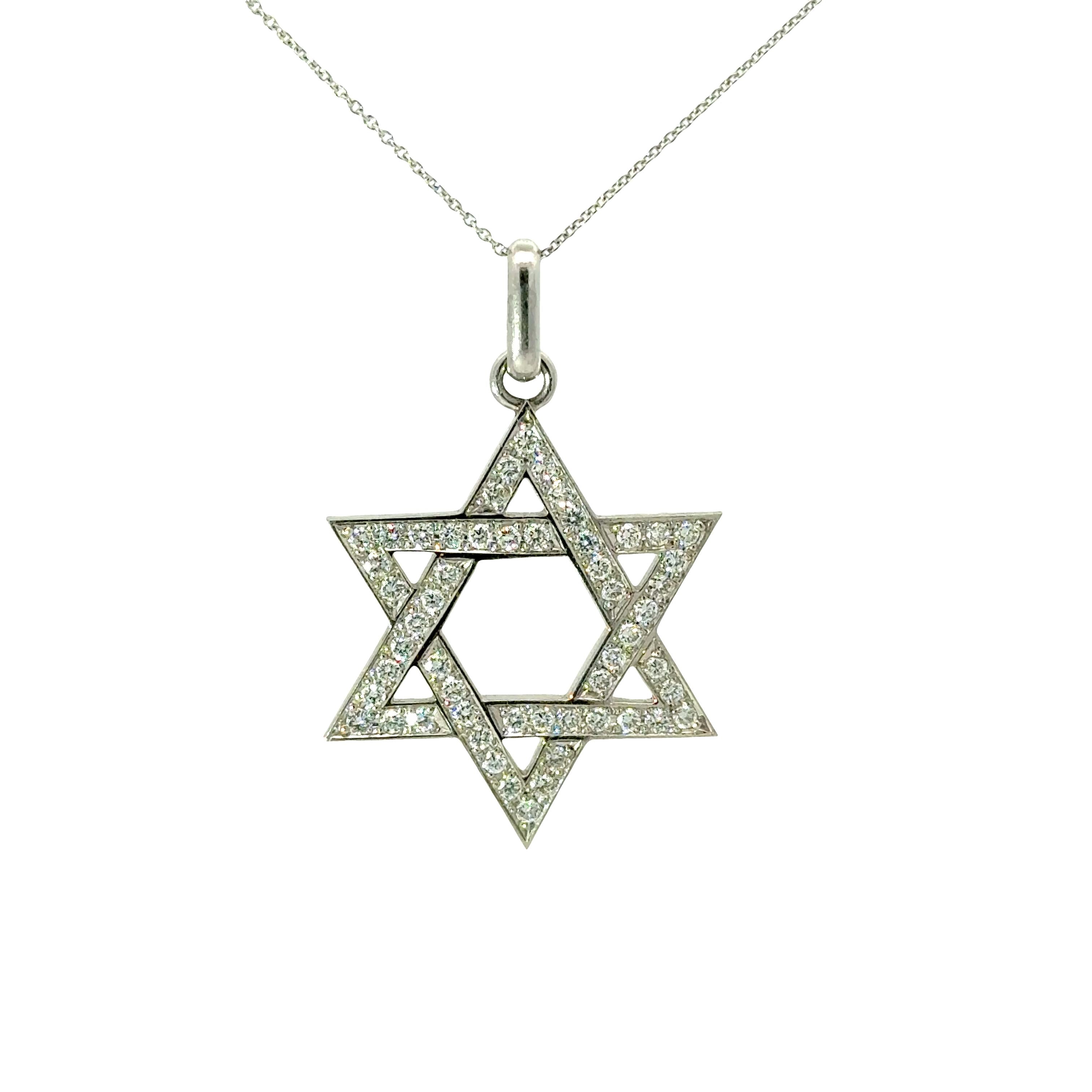 Diamond Platinum Star-of-David Pendant Necklace