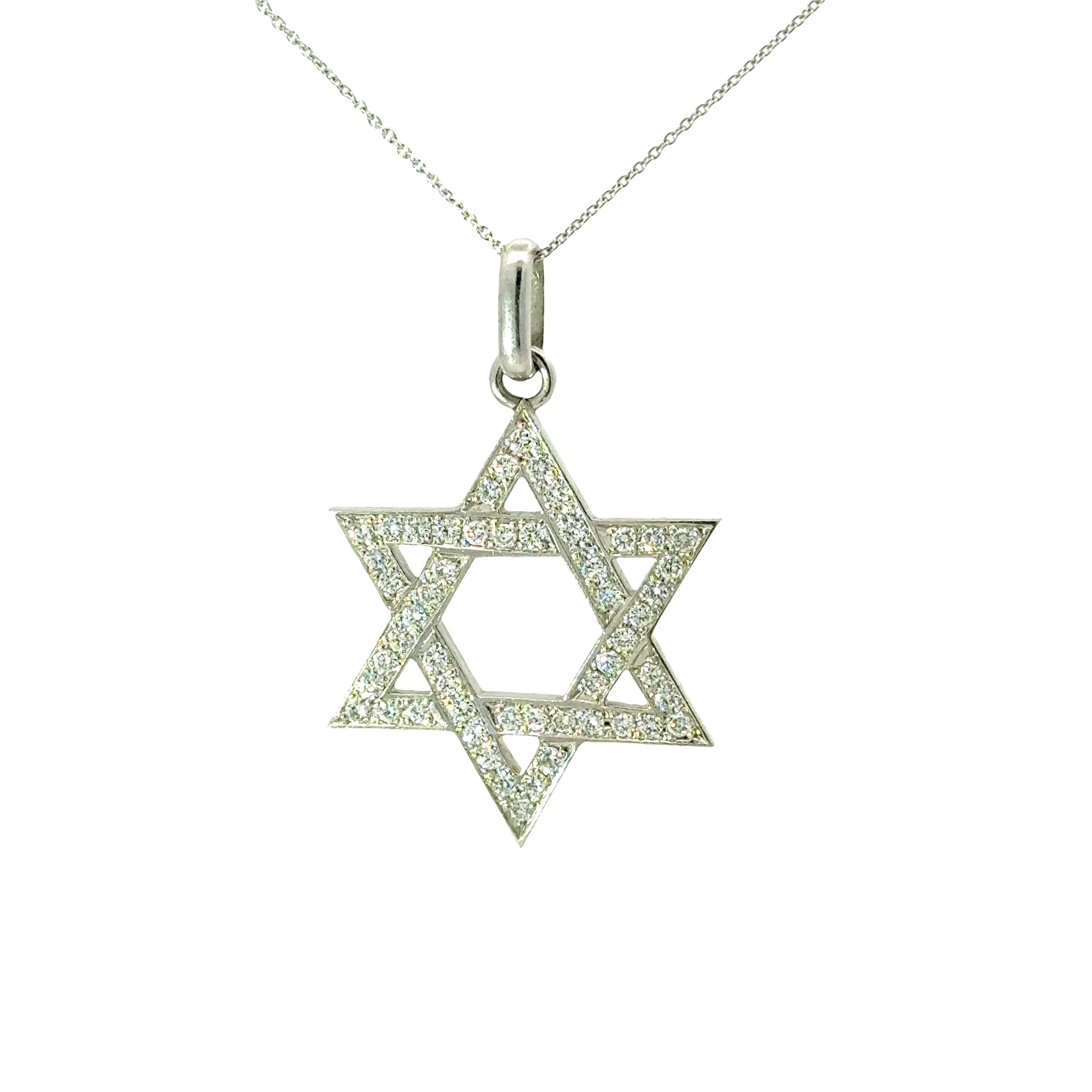 Diamond Platinum Star-of-David Pendant Necklace