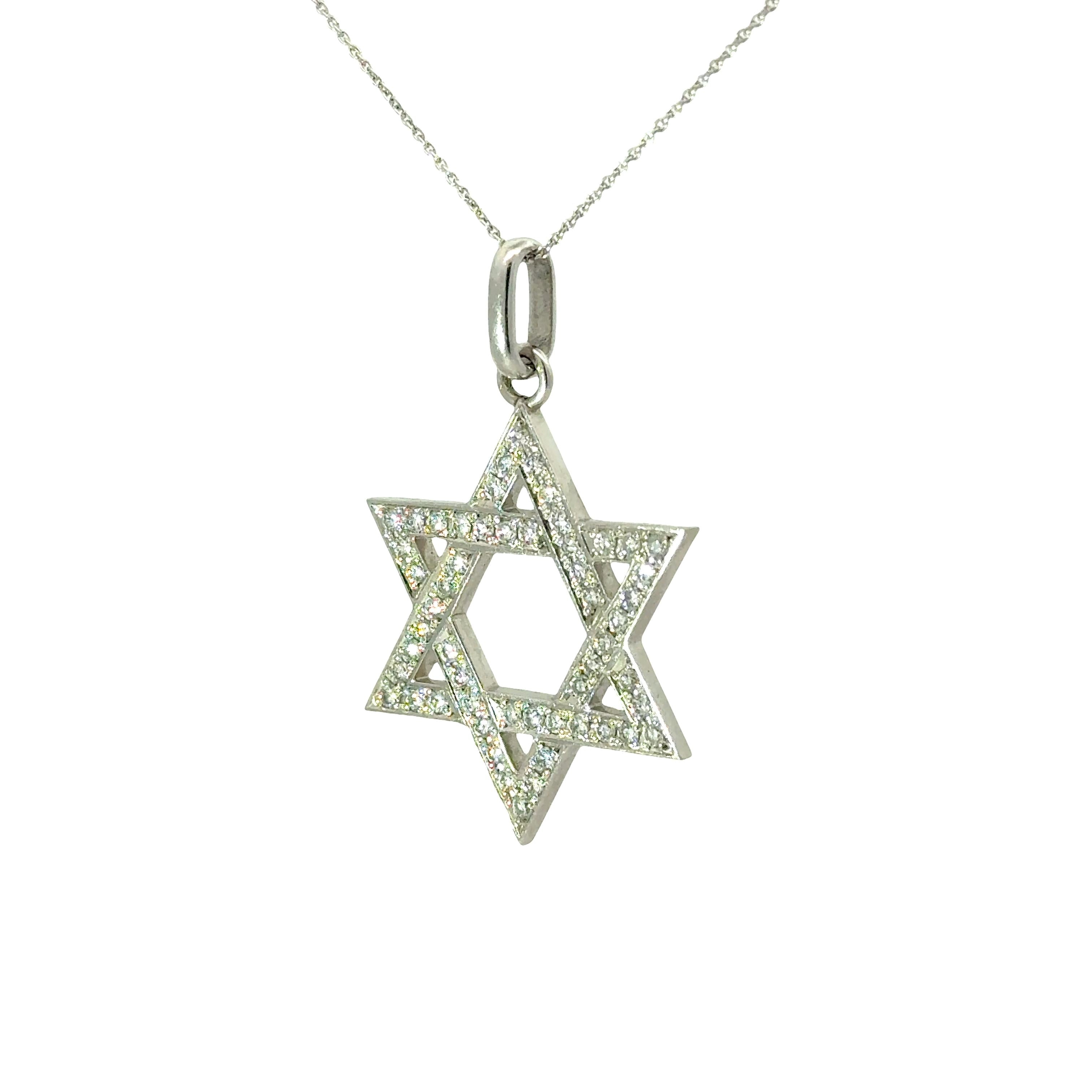 Diamond Platinum Star-of-David Pendant Necklace