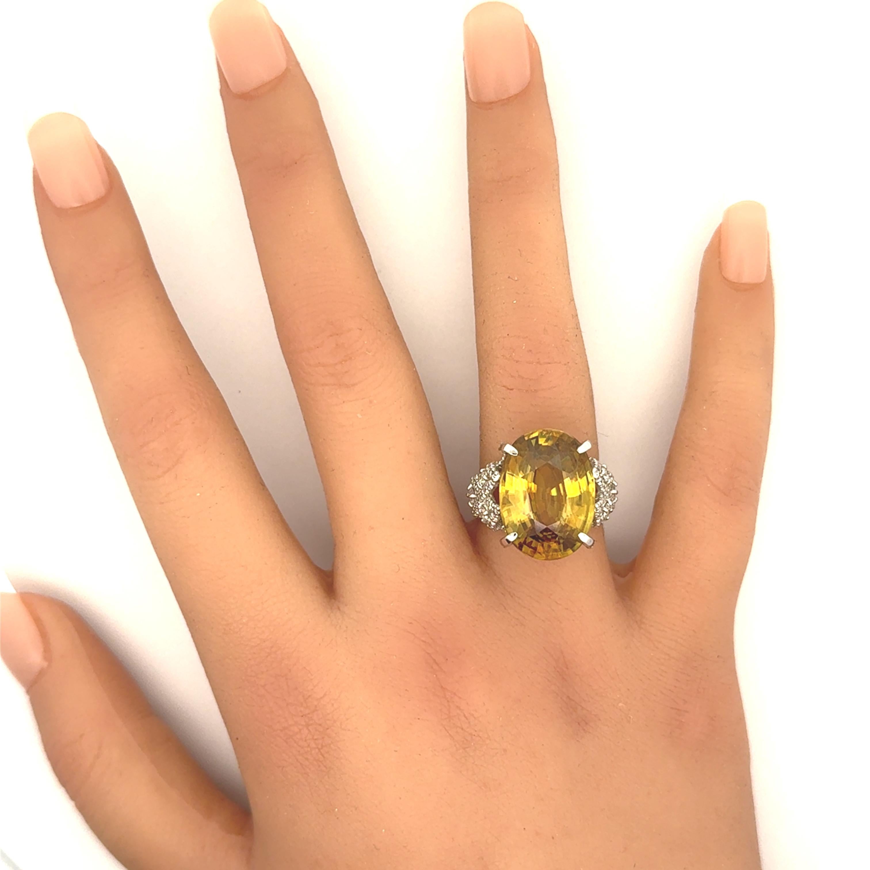 15.46 Carat Sphene Diamond Platinum Cocktail Ring