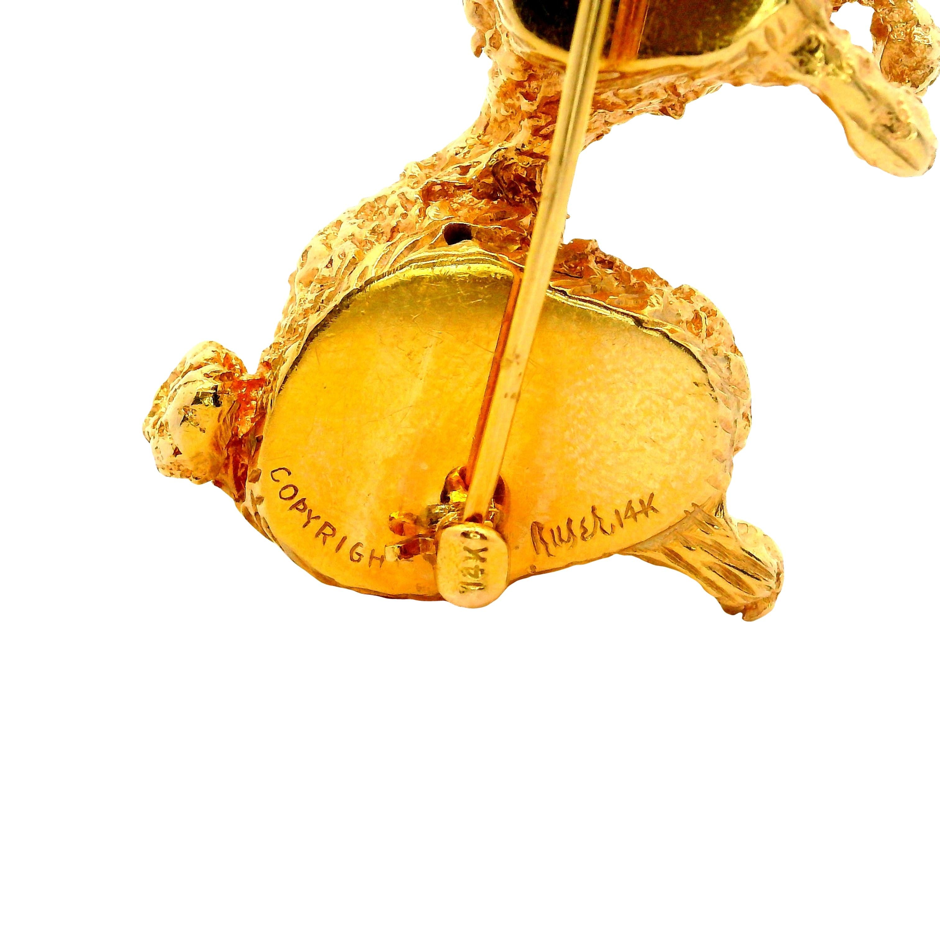 Ruser Diamond 14k Gold Poodle Dog Brooch