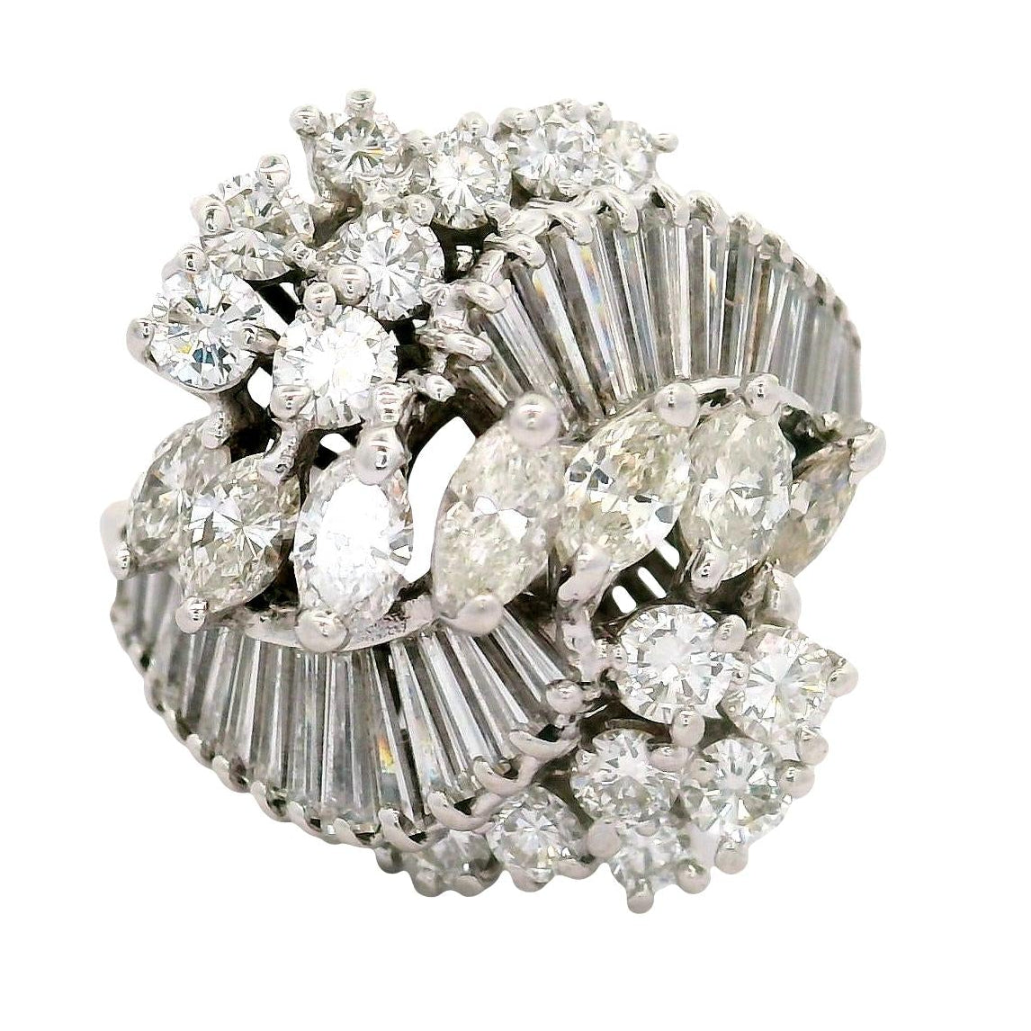 Diamond 18K White Gold Cluster Cocktail RIng