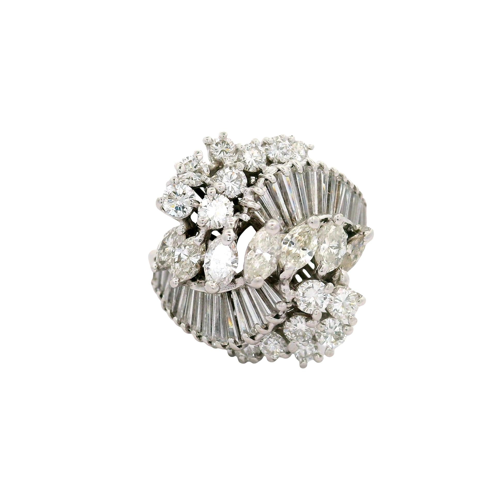 Diamond 18K White Gold Cluster Cocktail RIng