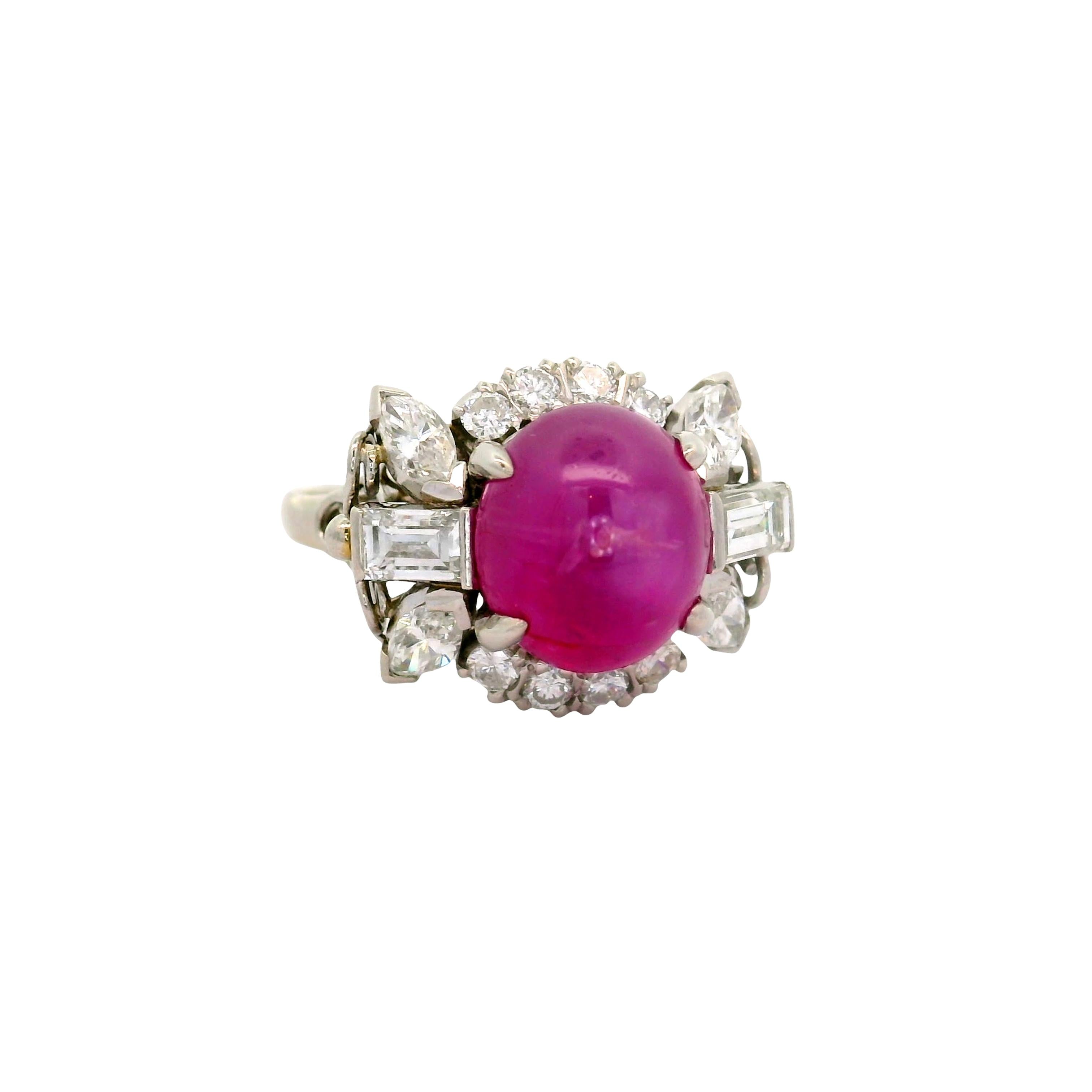5.00 Carat Star Ruby Diamond Platinum Ring