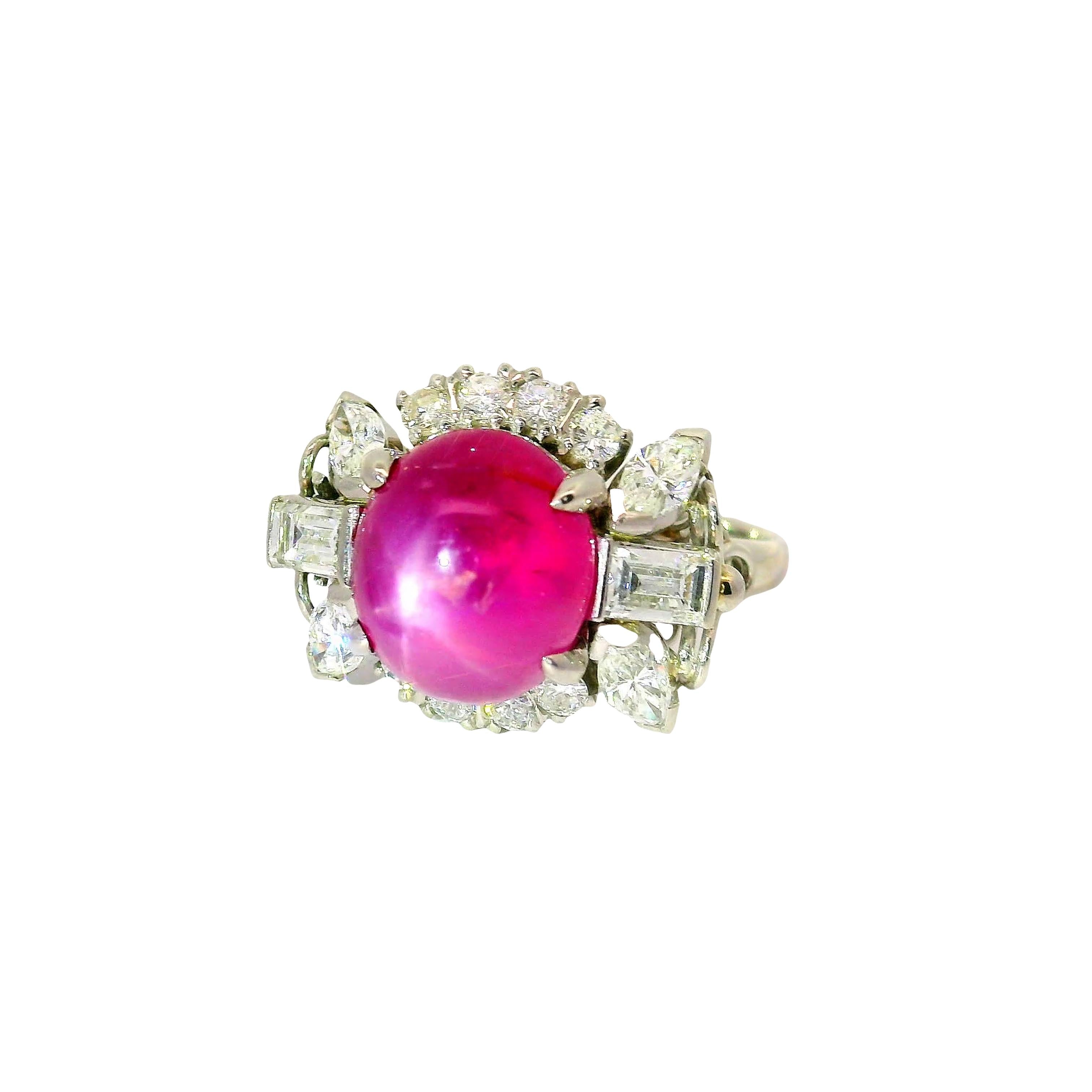 5.00 Carat Star Ruby Diamond Platinum Ring