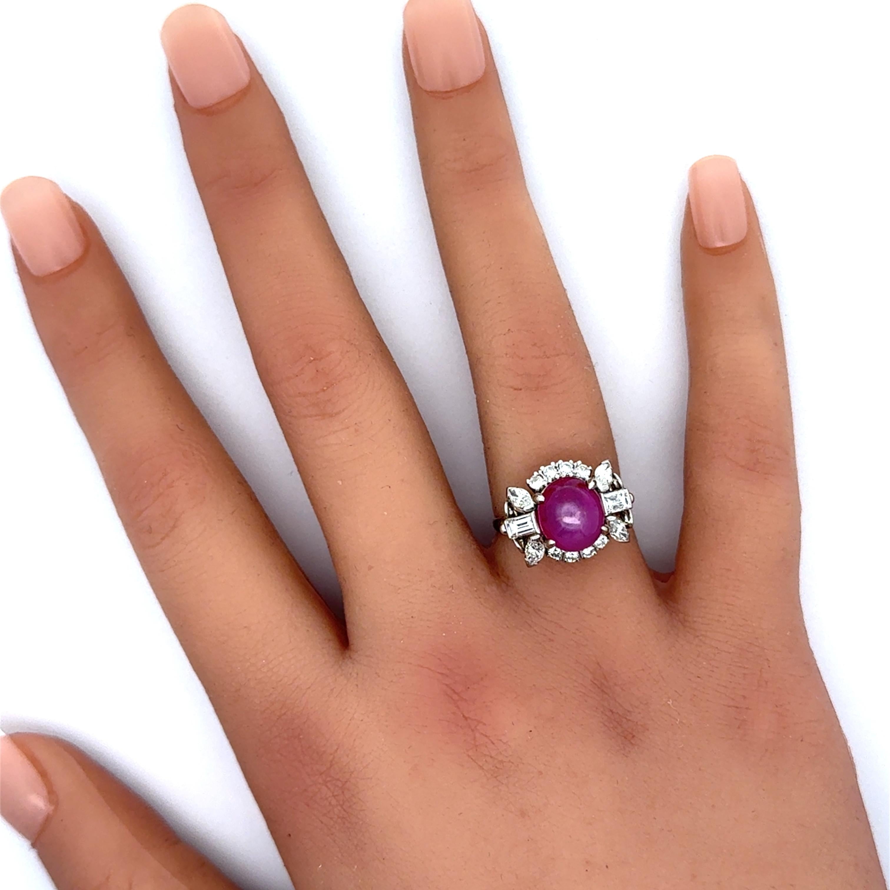 5.00 Carat Star Ruby Diamond Platinum Ring