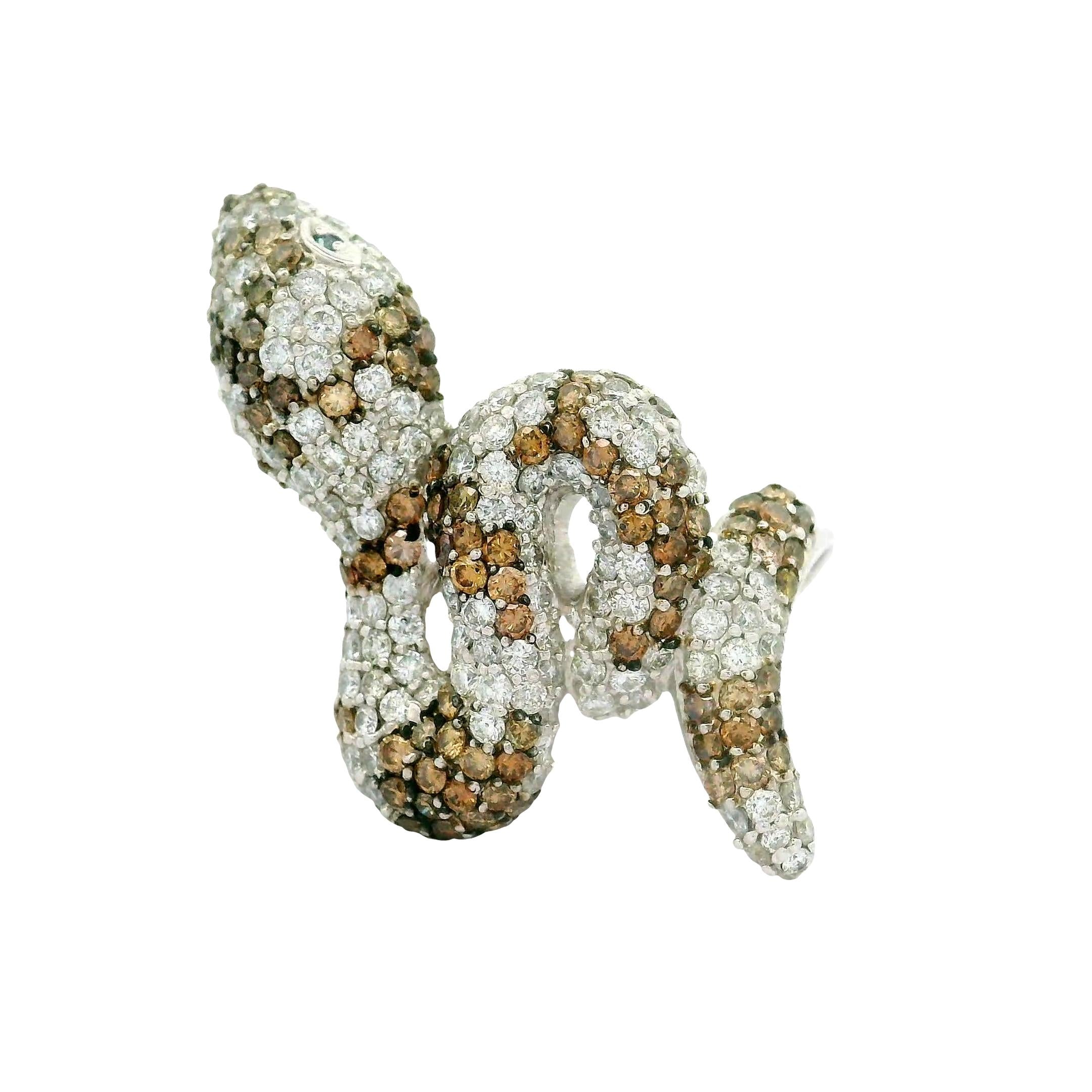 Diamond 18K White Gold Snake Ring