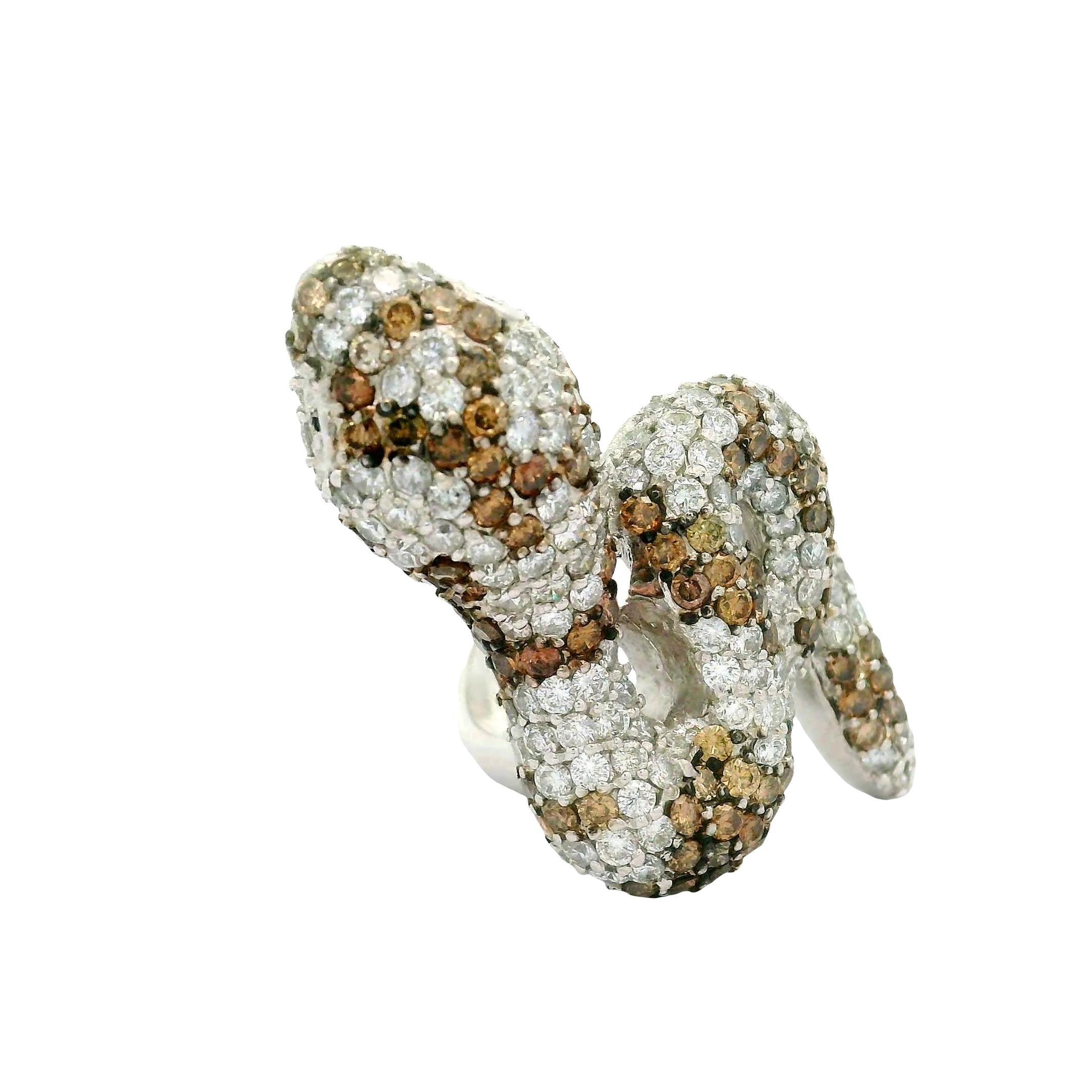 Diamond 18K White Gold Snake Ring