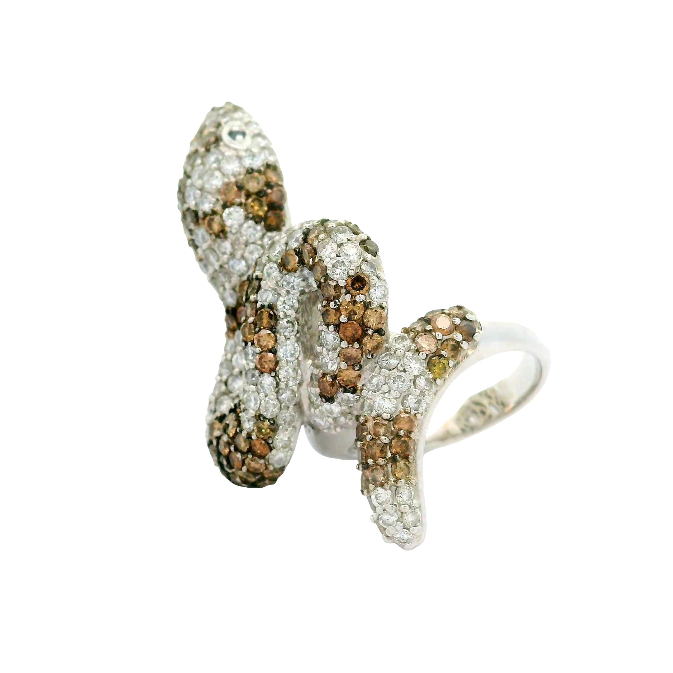 Diamond 18K White Gold Snake Ring