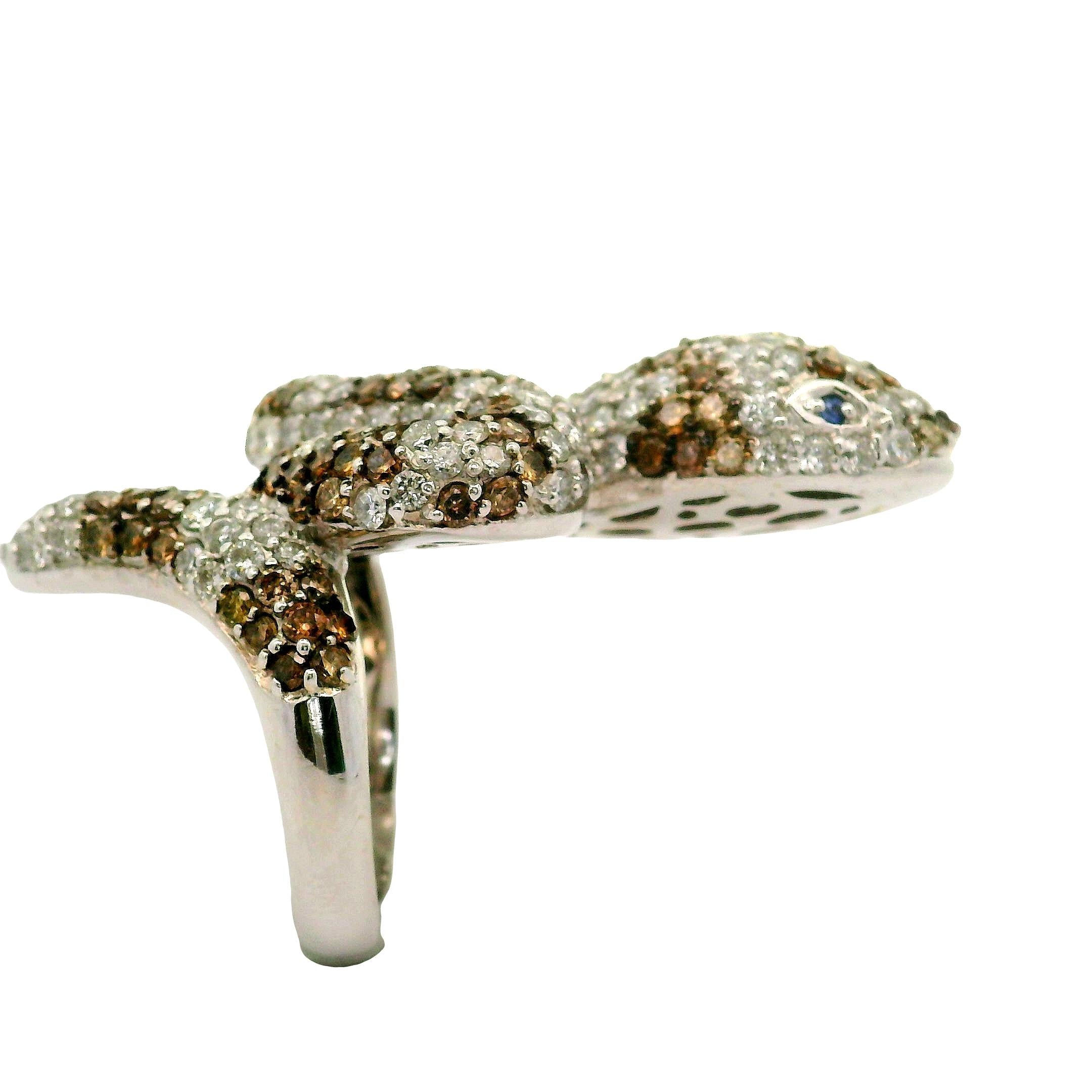 Diamond 18K White Gold Snake Ring