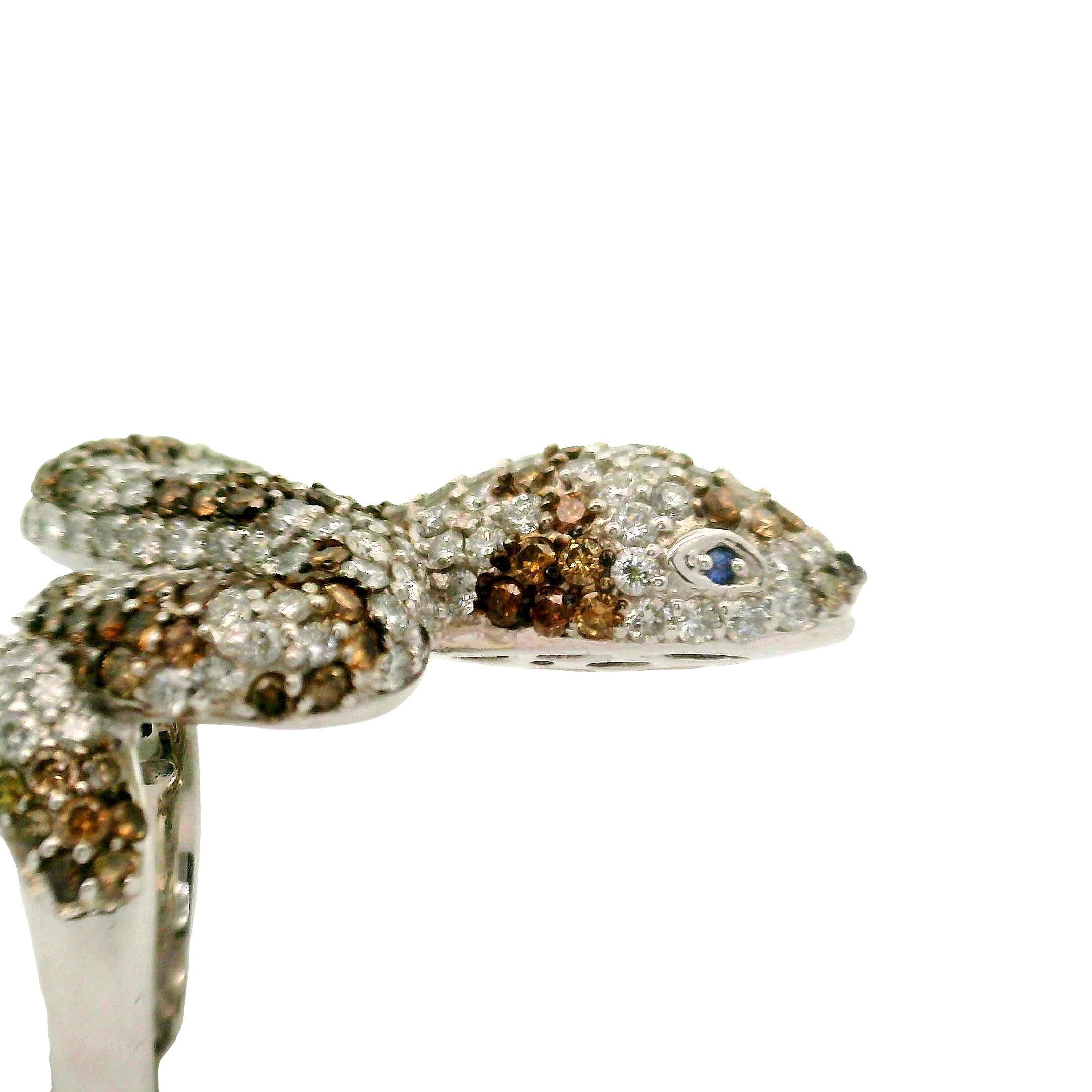 Diamond 18K White Gold Snake Ring