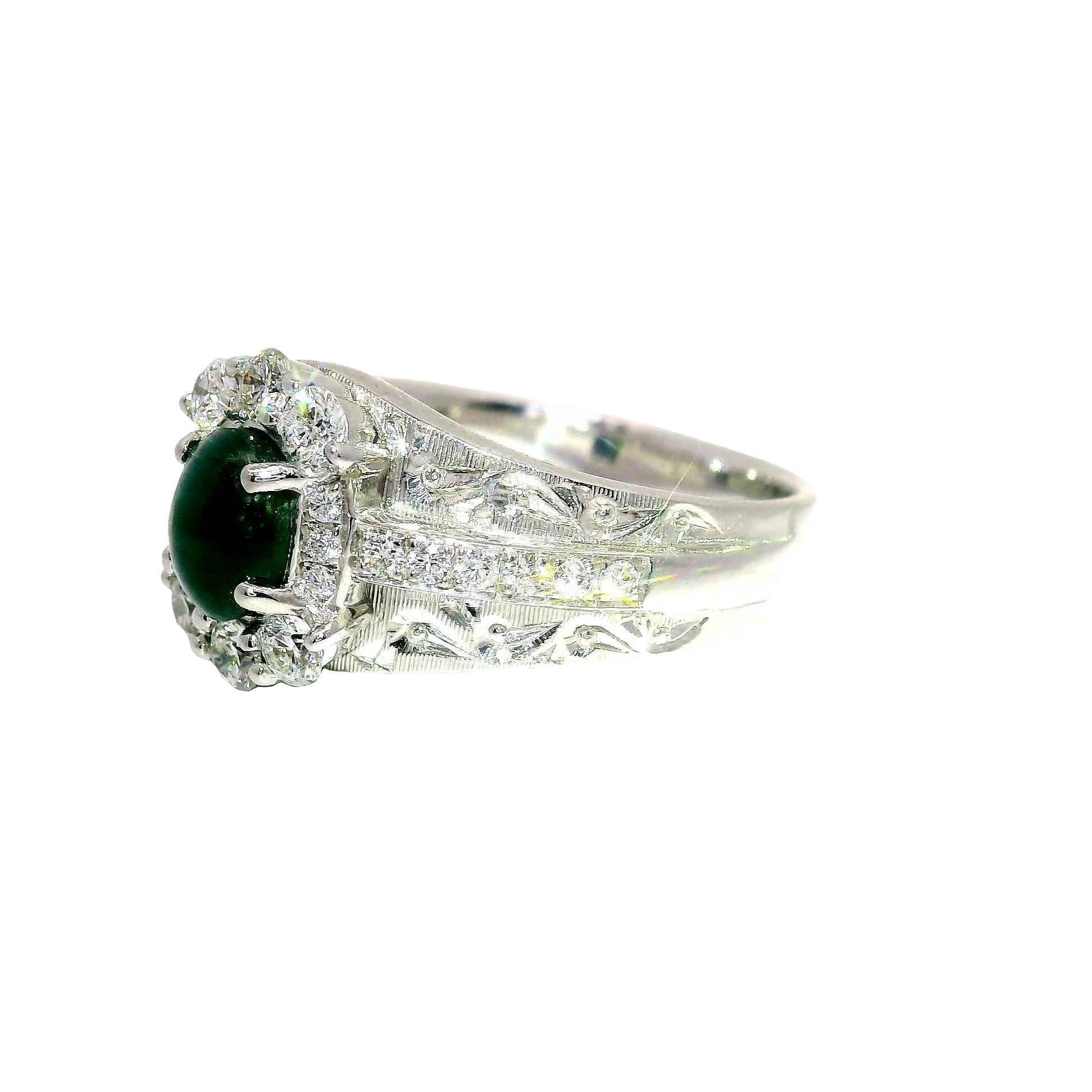 Cats-Eye Alexandrite Diamond 18K White Gold Ring