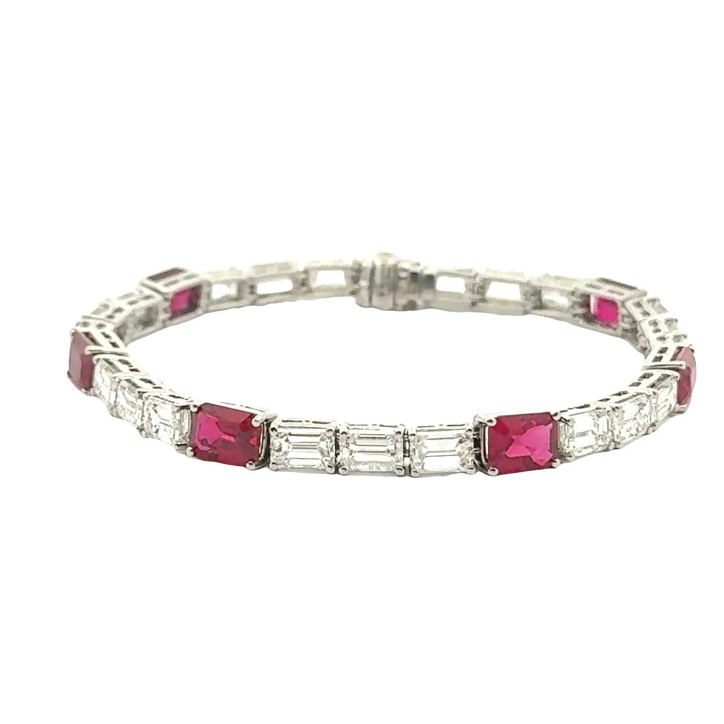 Hammerman Bros Burmese Ruby Diamond 18K Gold-Platinum Tennis Bracelet, AGL Cert