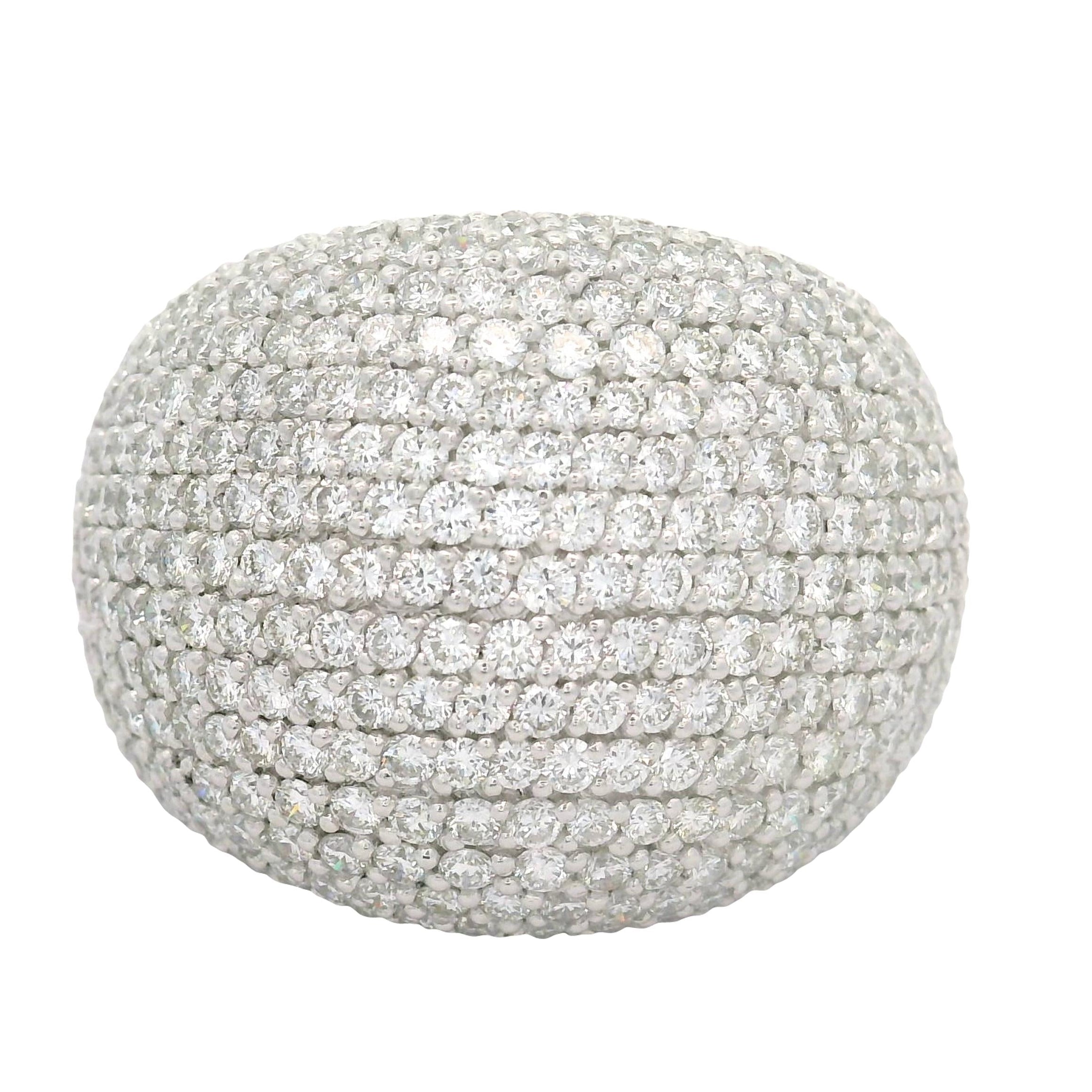 Diamond 18K White Gold Pave Dome Wide Ring