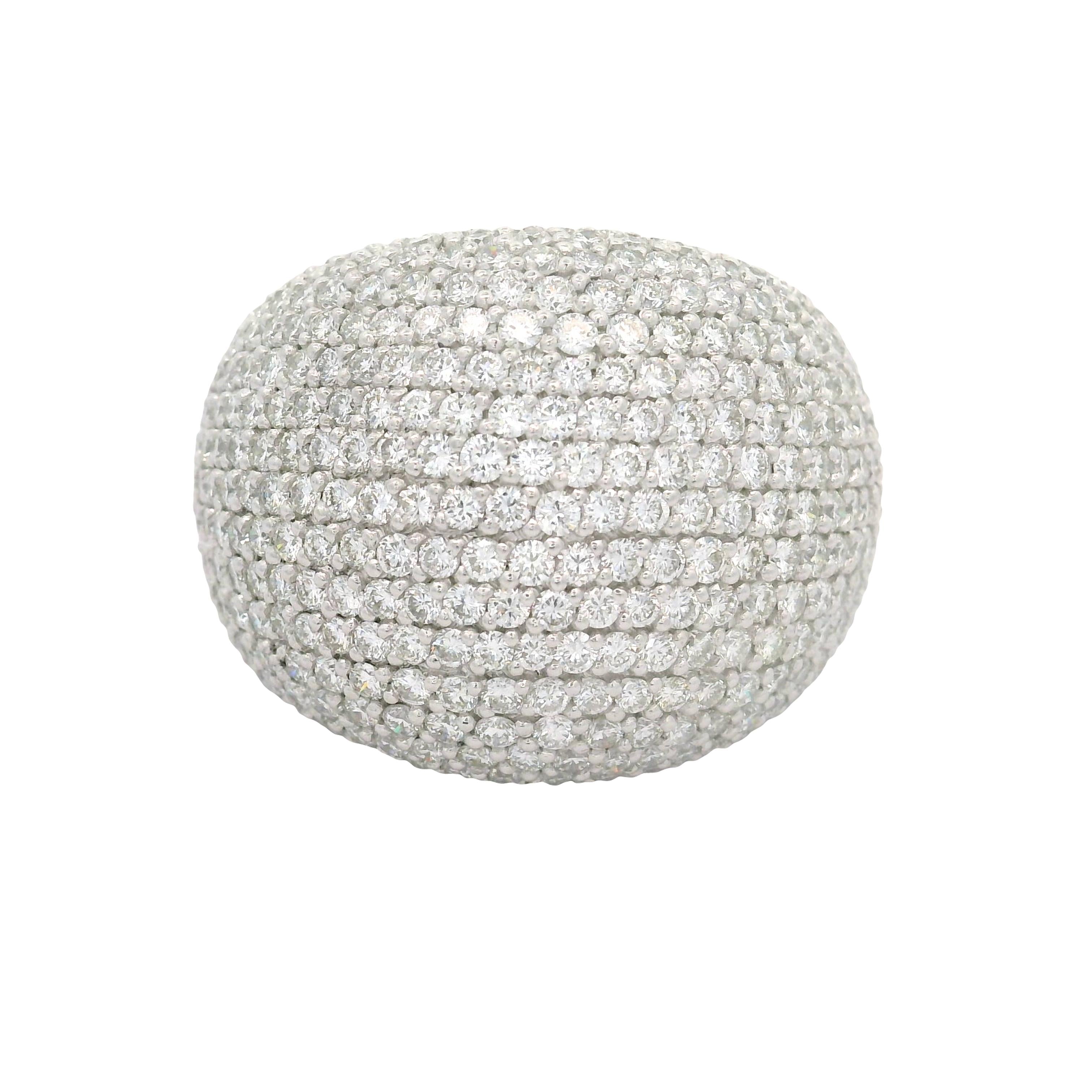 Diamond 18K White Gold Pave Dome Wide Ring