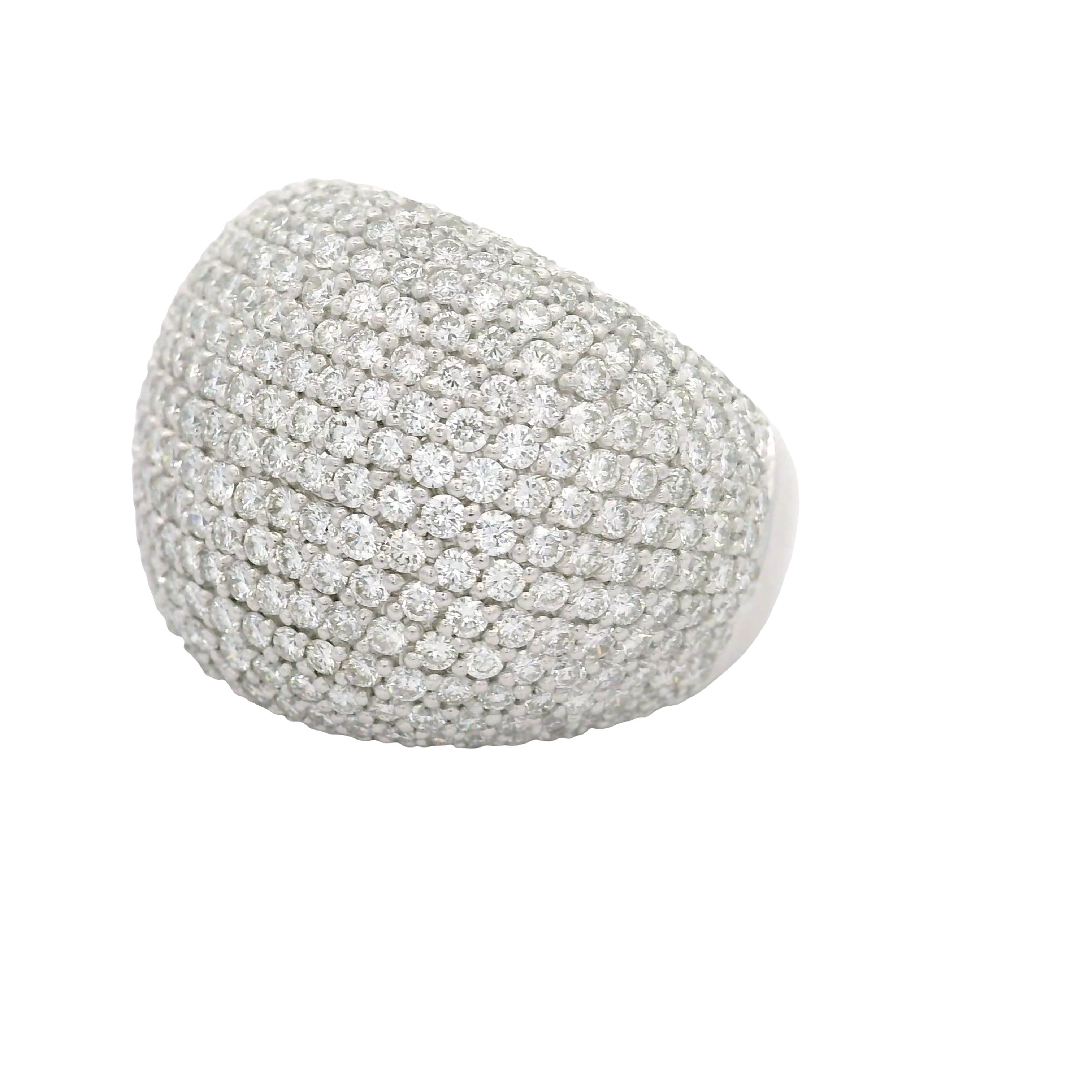 Diamond 18K White Gold Pave Dome Wide Ring