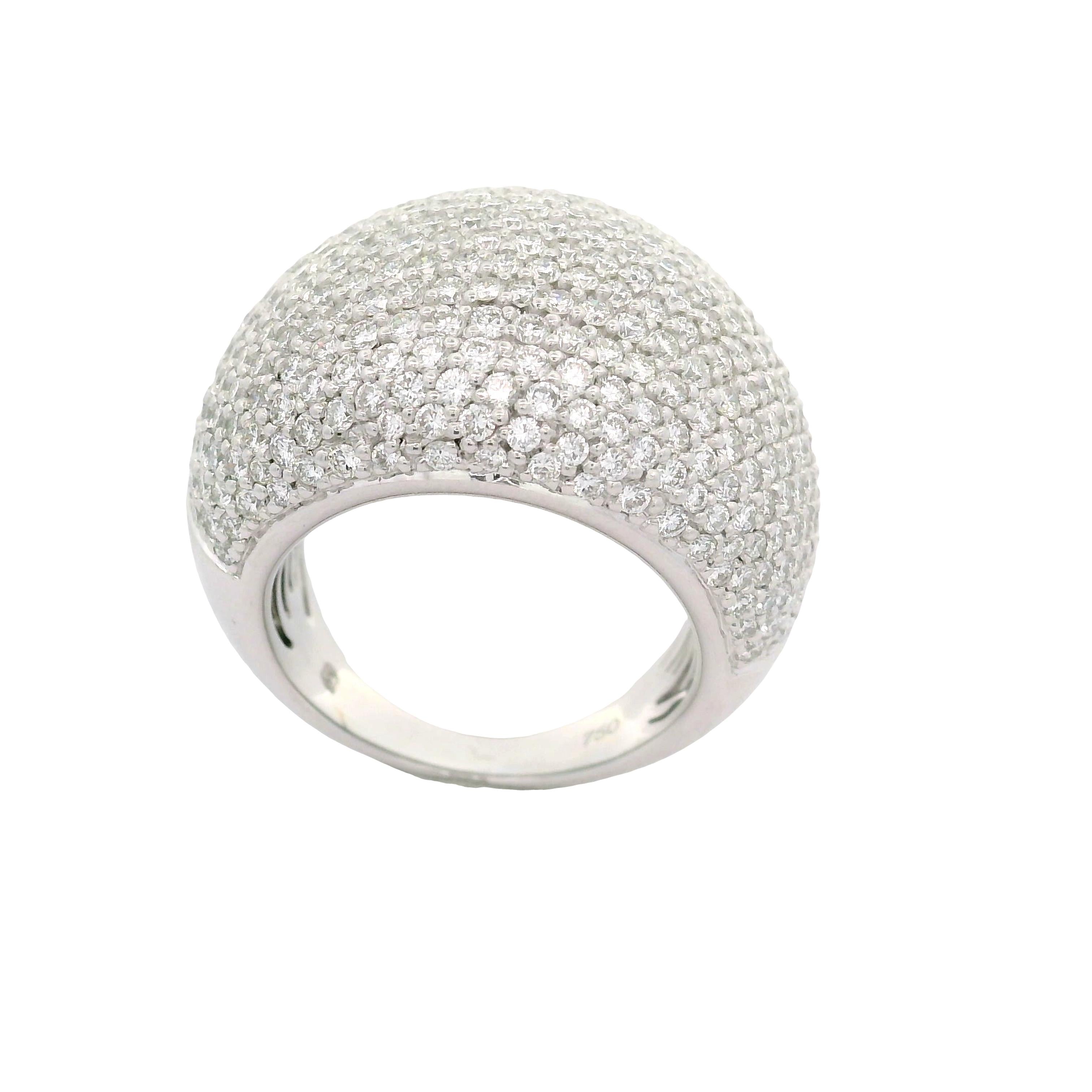 Diamond 18K White Gold Pave Dome Wide Ring
