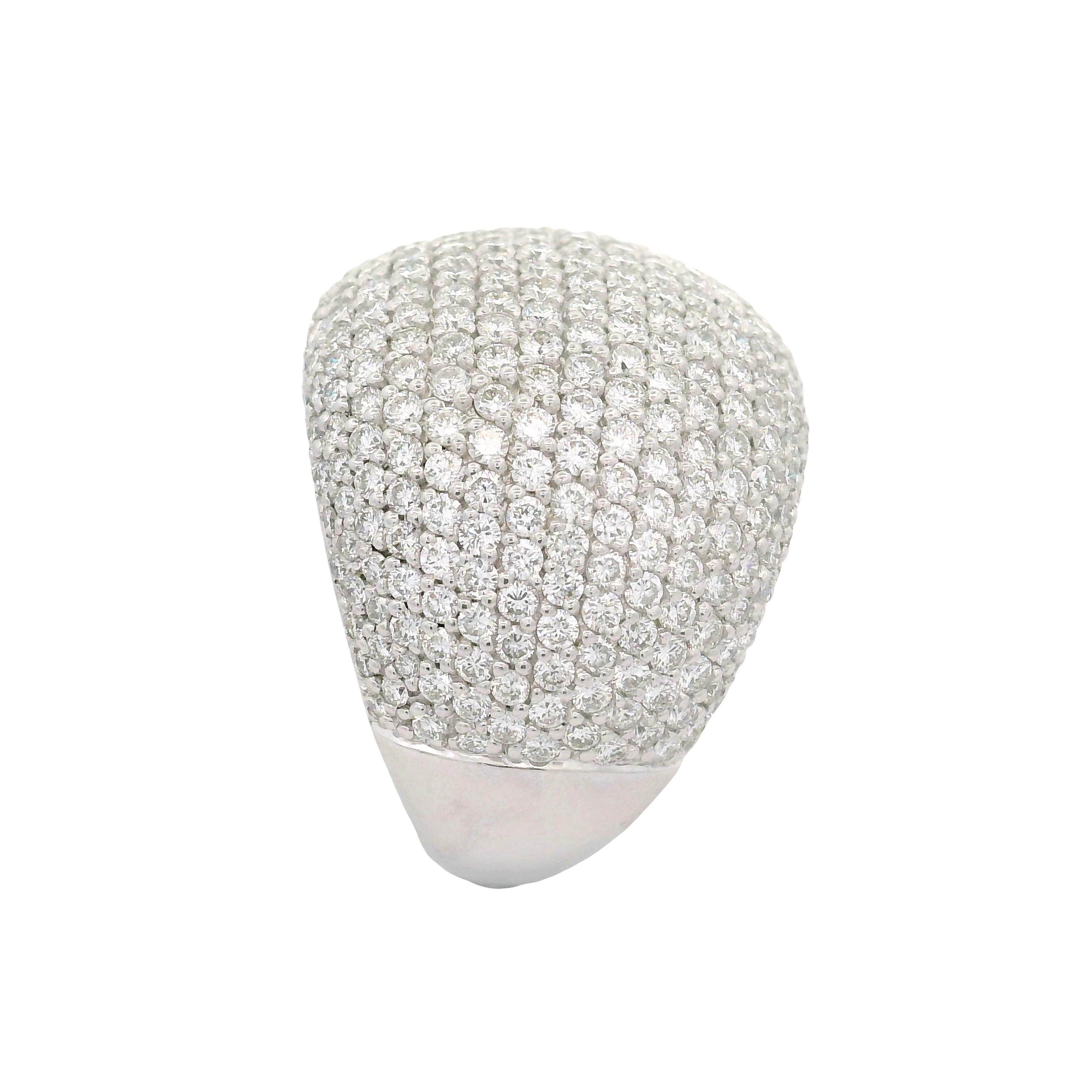 Diamond 18K White Gold Pave Dome Wide Ring