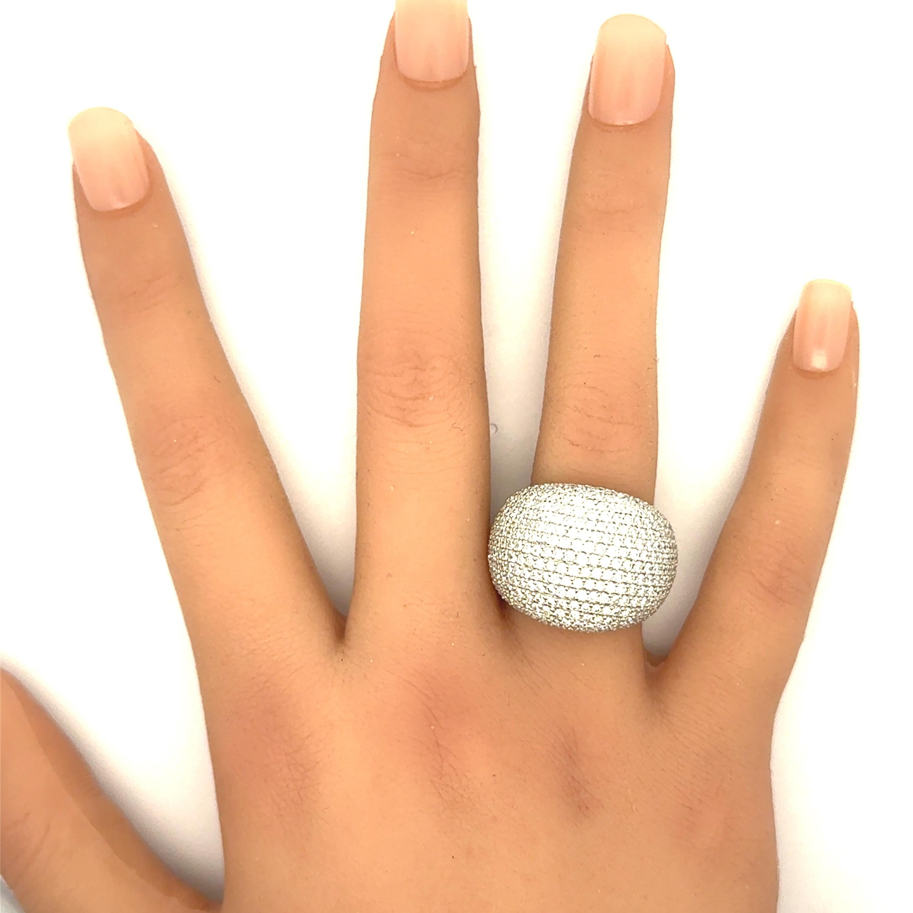Diamond 18K White Gold Pave Dome Wide Ring