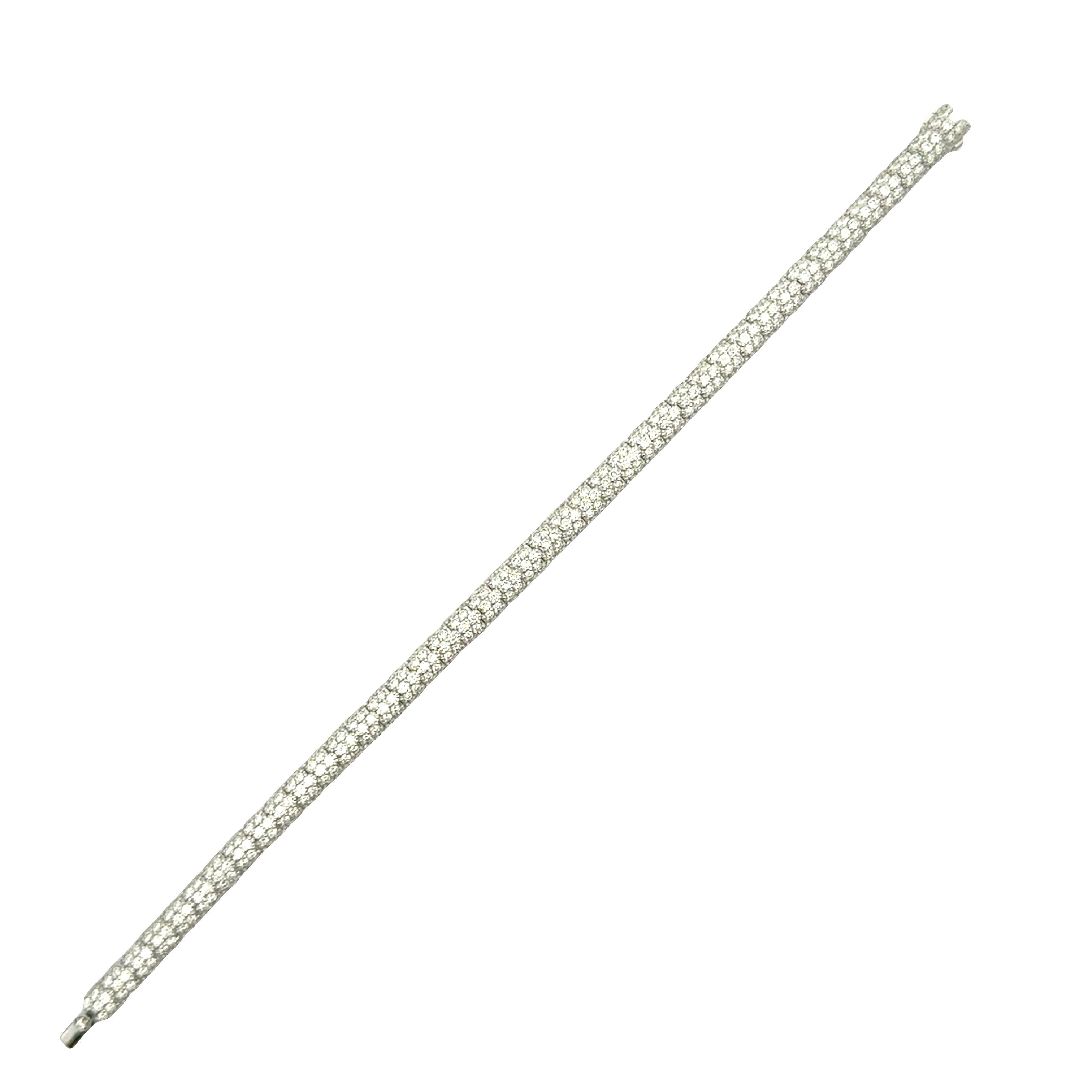 Diamond 18K White Gold Pave Eternity Bracelet