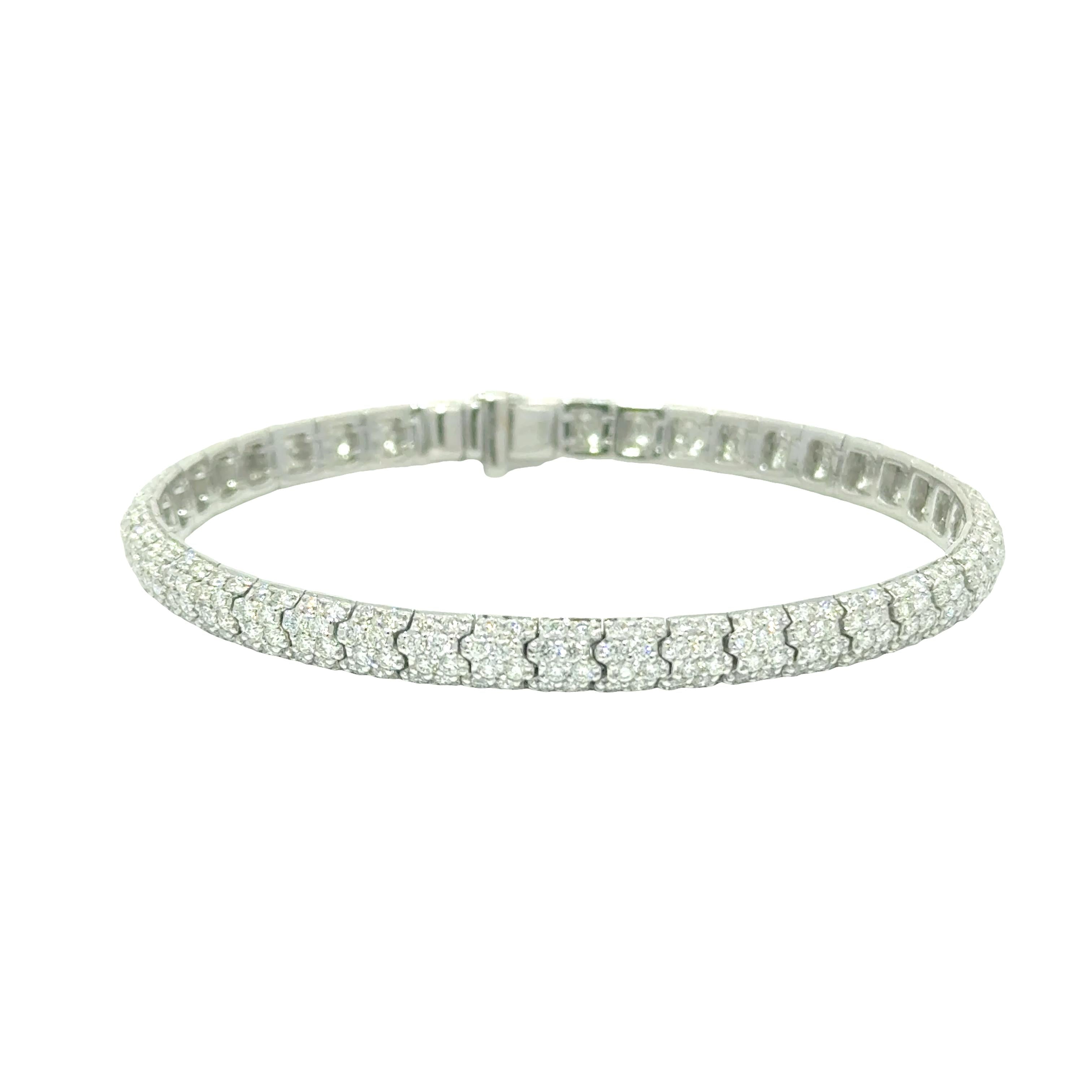 Diamond 18K White Gold Pave Eternity Bracelet