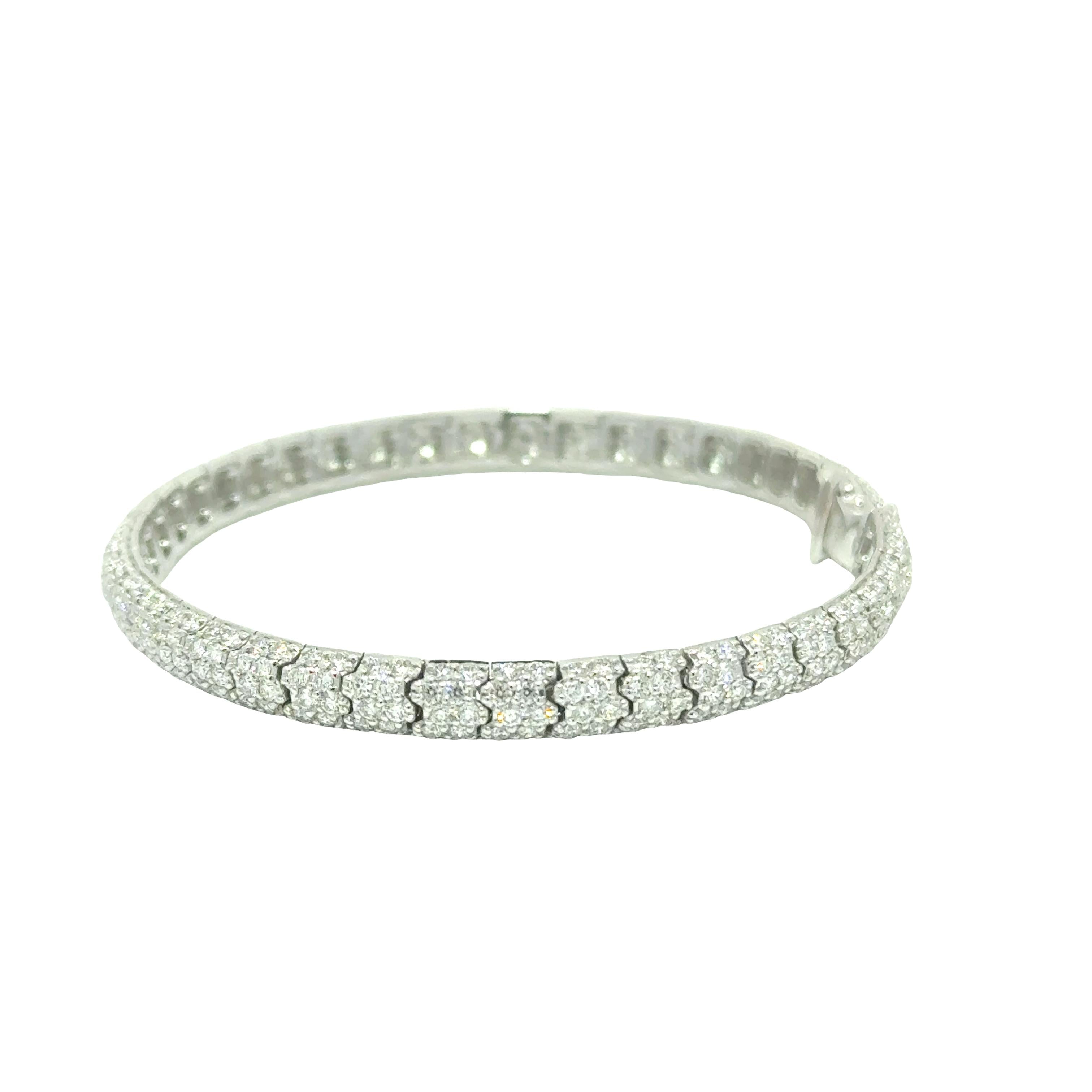 Diamond 18K White Gold Pave Eternity Bracelet
