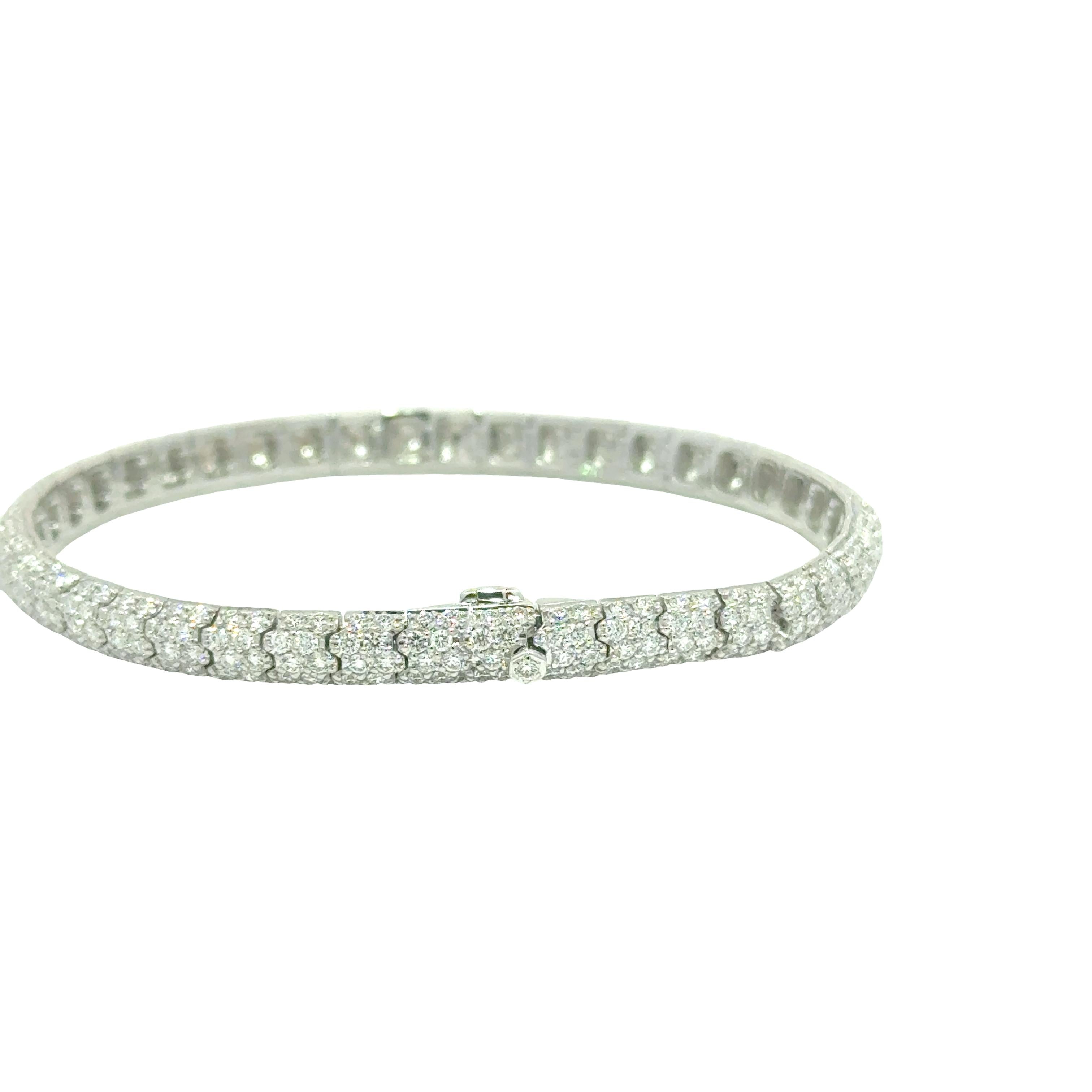 Diamond 18K White Gold Pave Eternity Bracelet