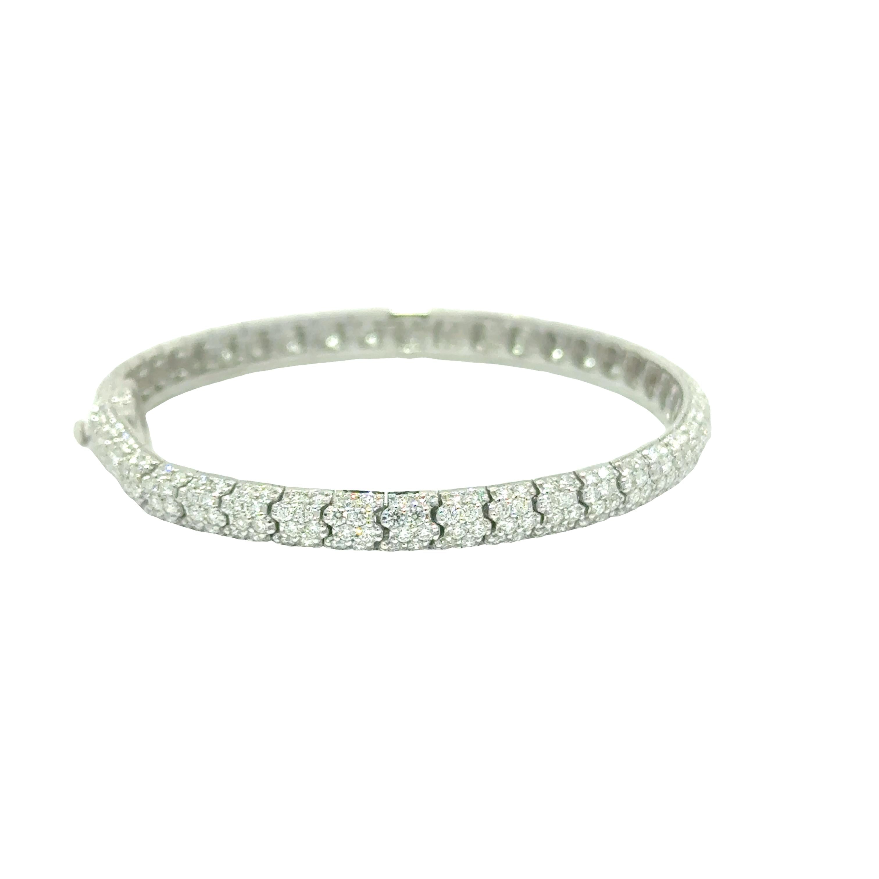 Diamond 18K White Gold Pave Eternity Bracelet