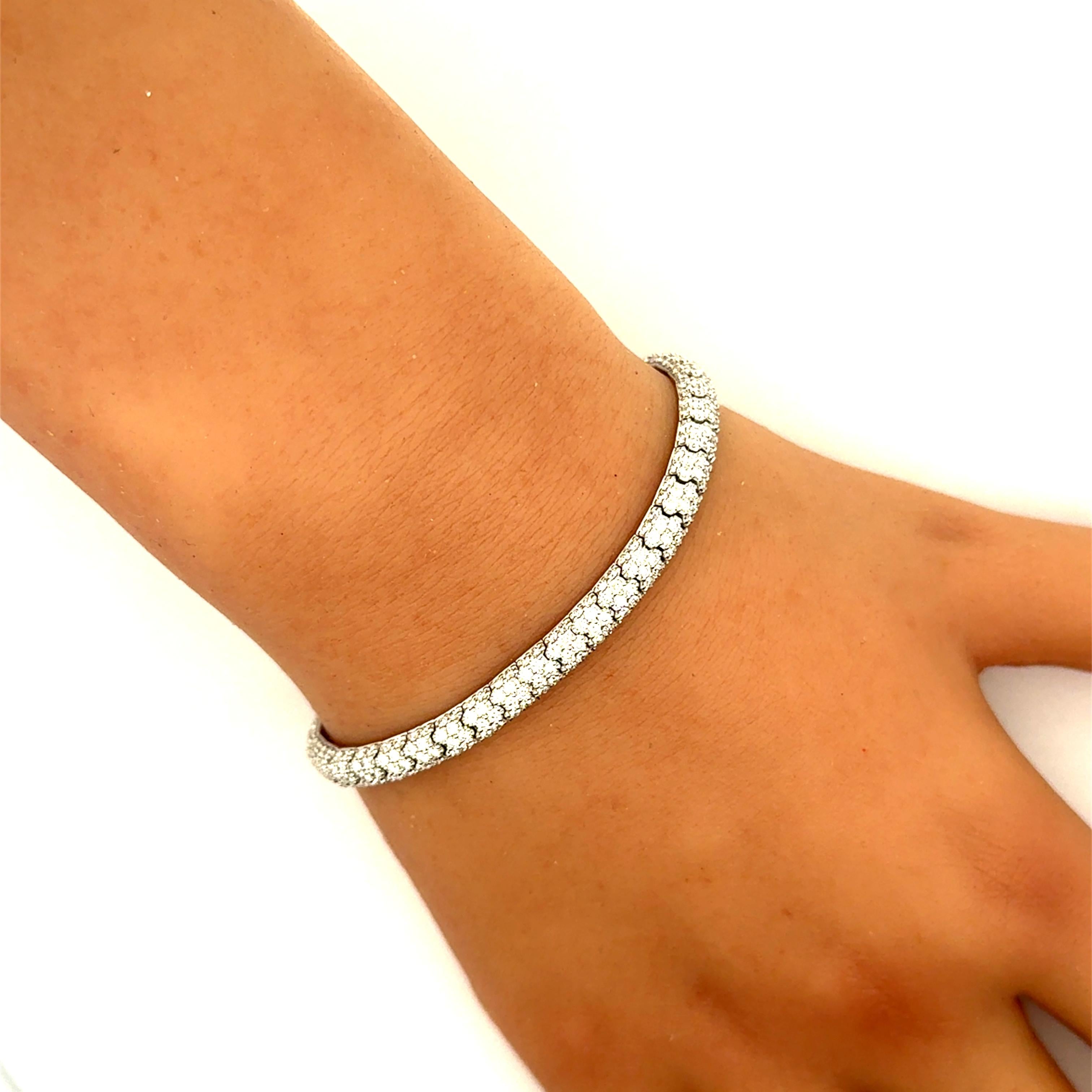 Diamond 18K White Gold Pave Eternity Bracelet