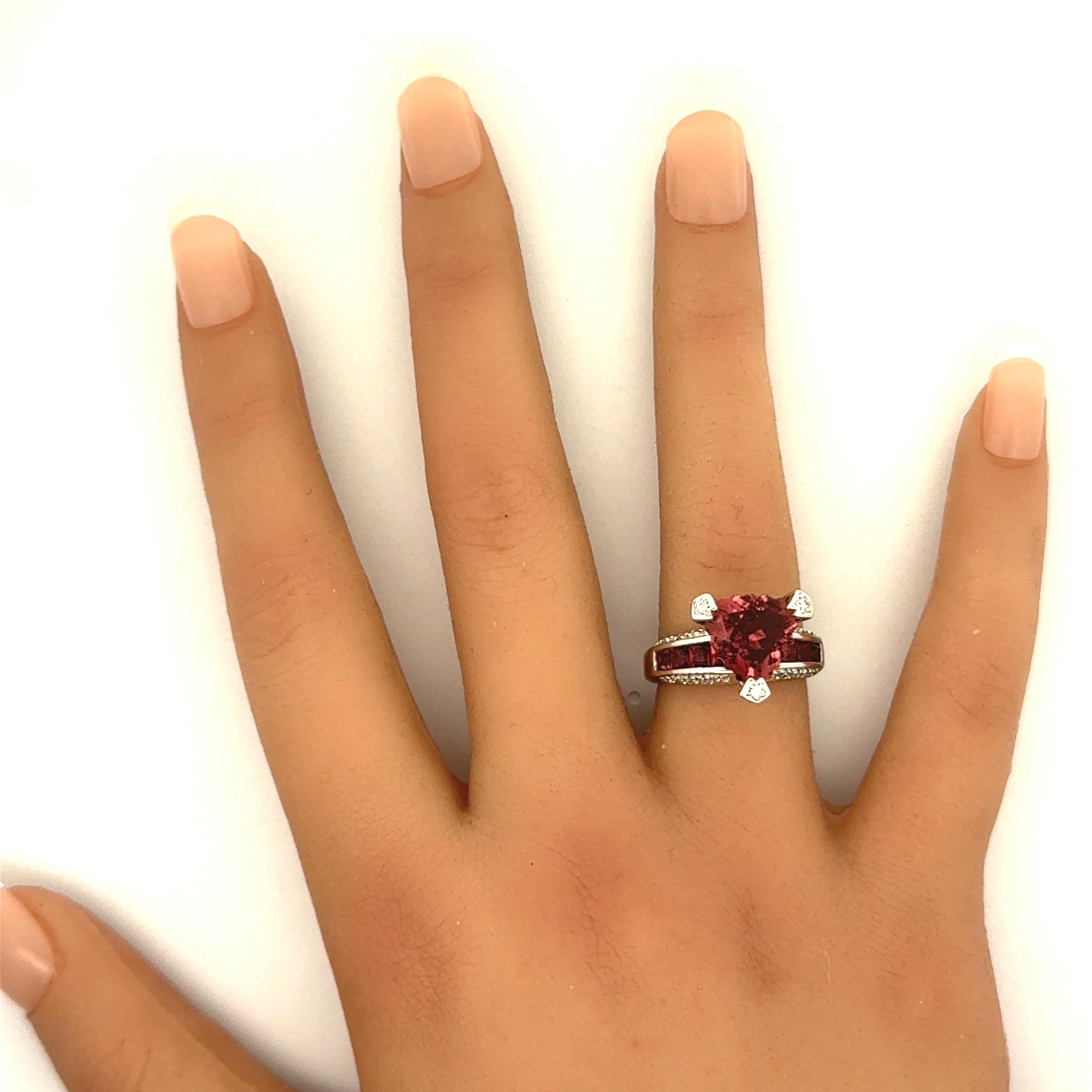 Bellarri Pink Tourmaline Diamond 18K White Gold Ring