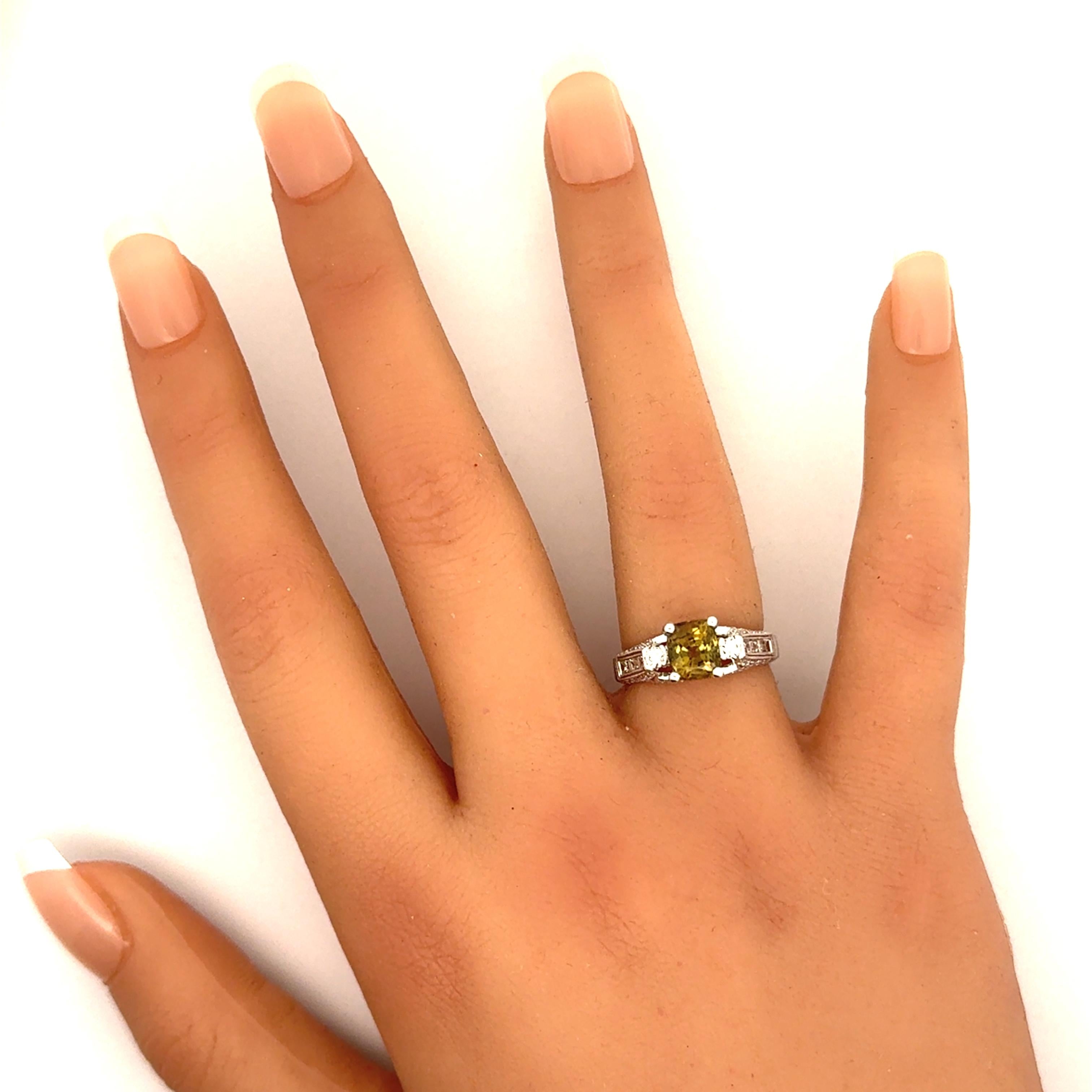 2.07 Carat Alexandrite Diamond 18K White Gold Ring, GIA Certified