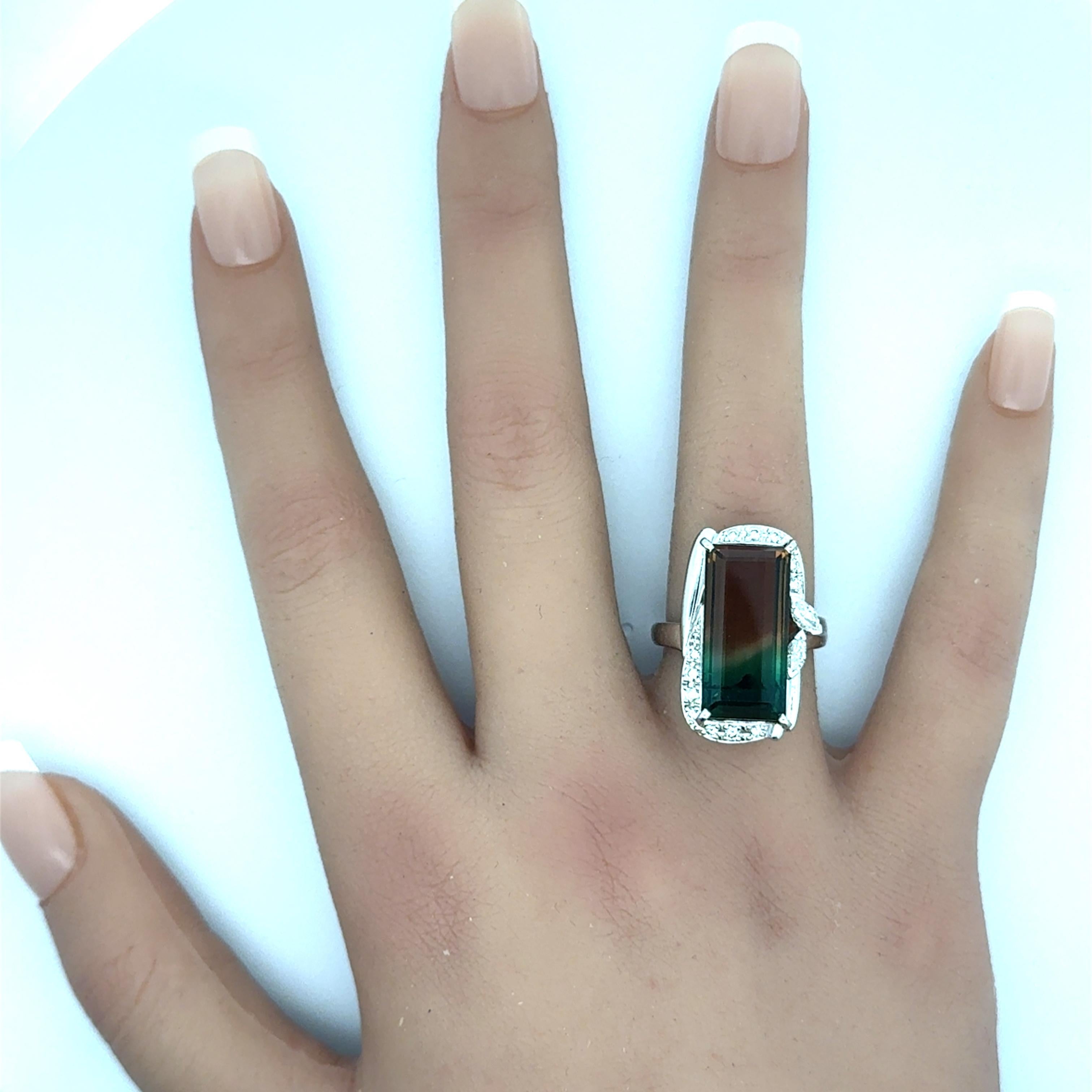 13.48 Carat Watermelon Tourmaline Diamond Platinum
