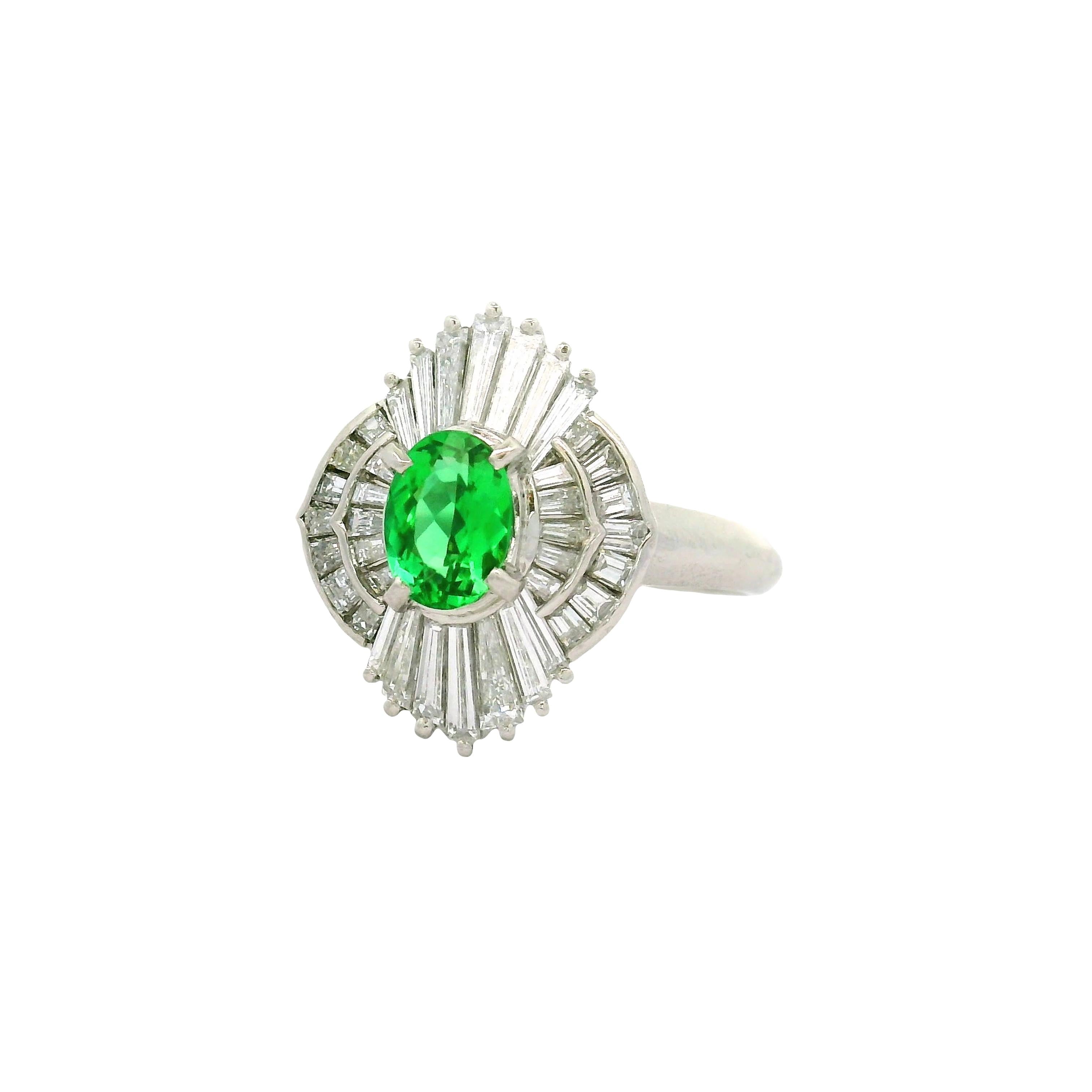 0.72 Carat Brazilian Green Paraiba Diamond Platinum Halo Ring, GIA Certified