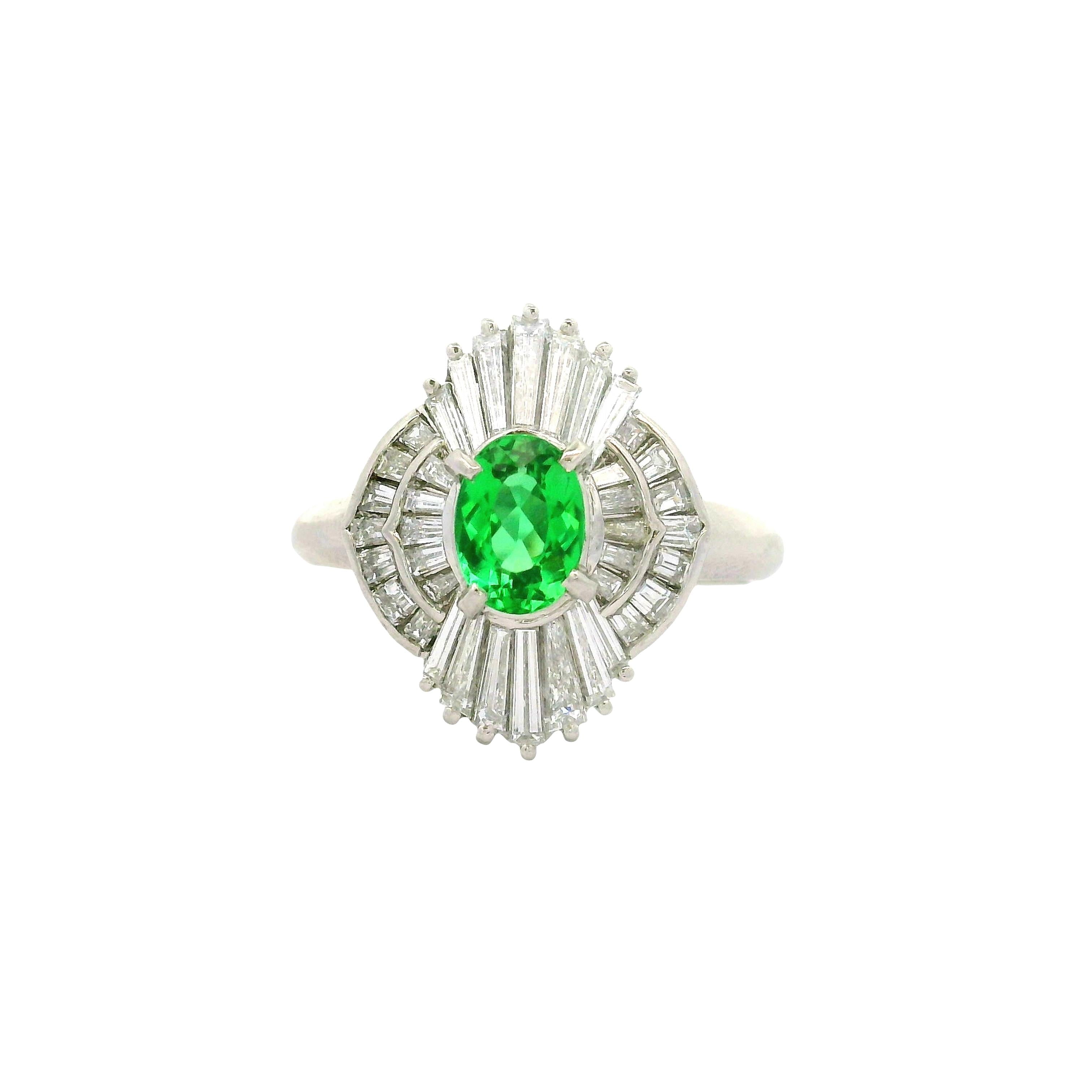 0.72 Carat Brazilian Green Paraiba Diamond Platinum Halo Ring, GIA Certified