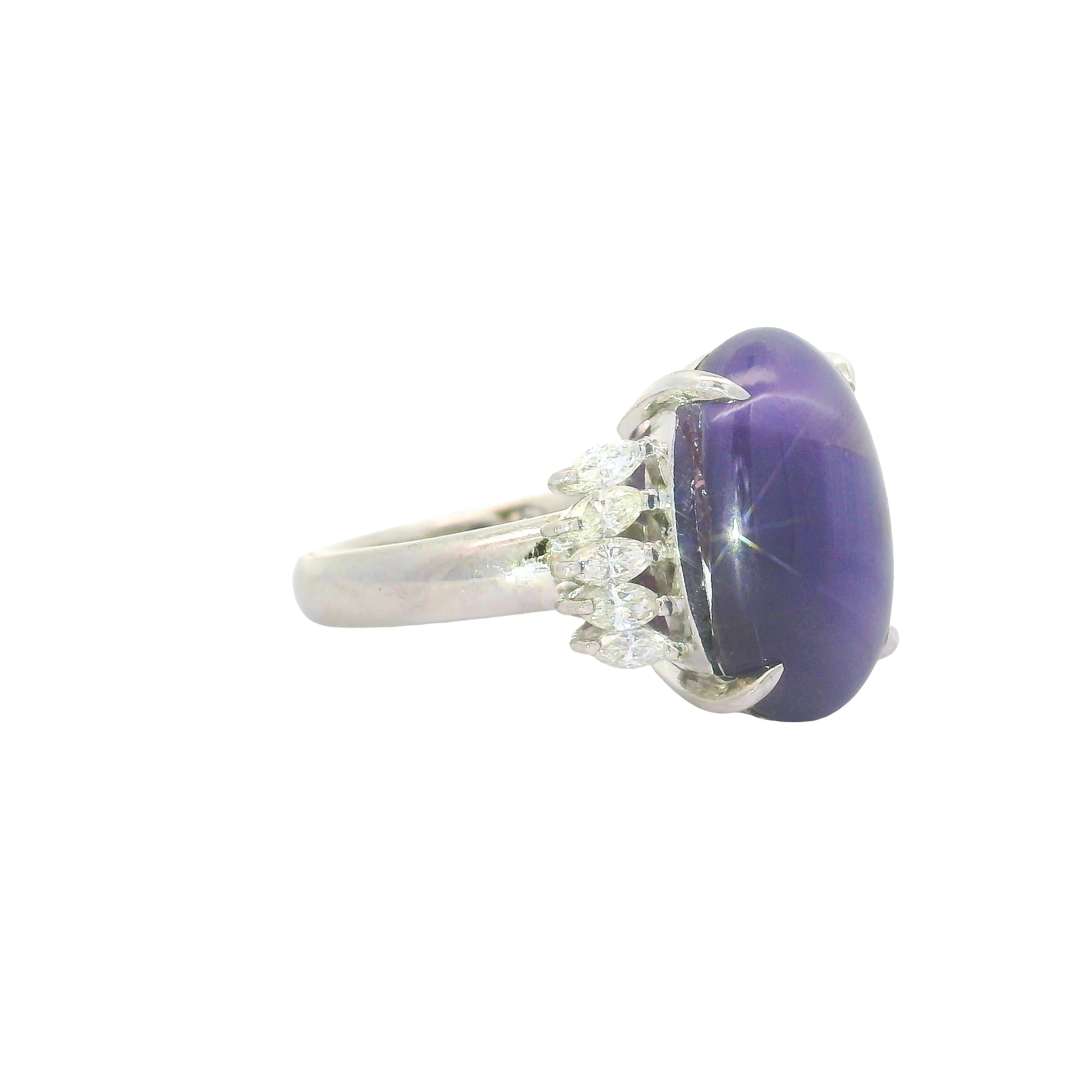12.13 Carat Purple Star Sapphire Diamond Platinum Ring