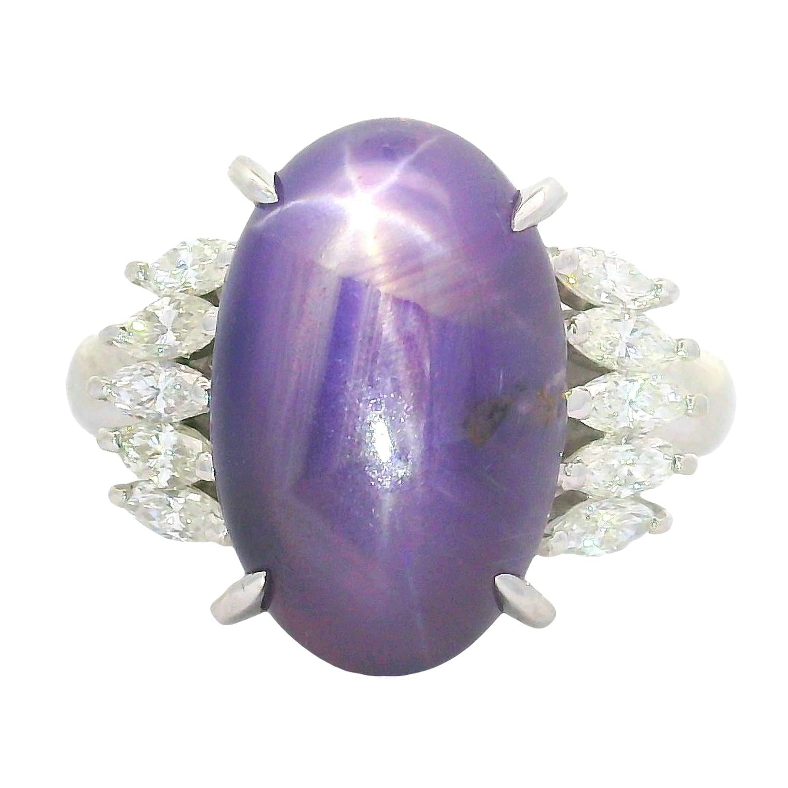12.13 Carat Purple Star Sapphire Diamond Platinum Ring