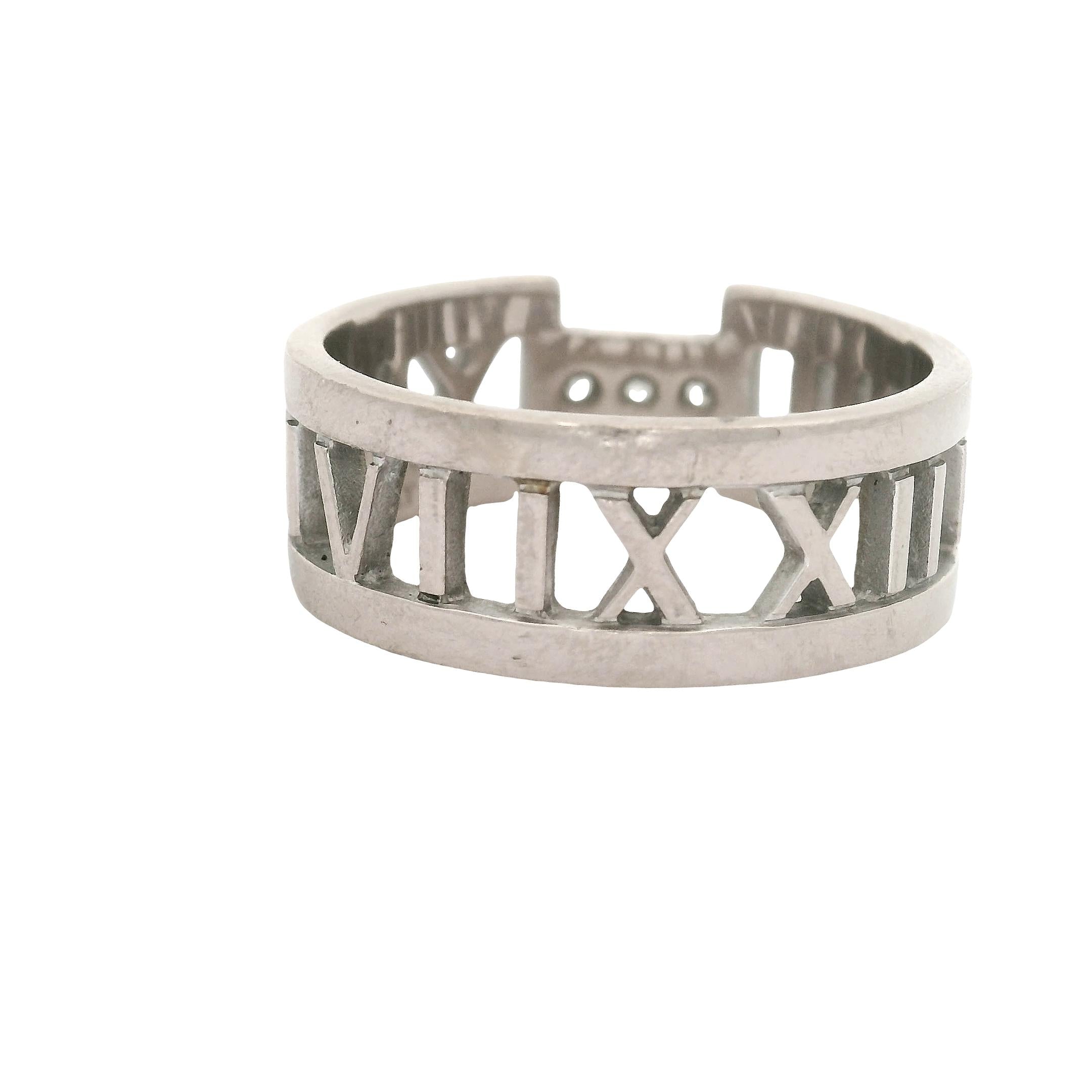 Tiffany & Co. Diamond Atlas Roman Numeral 18K White Gold Ring