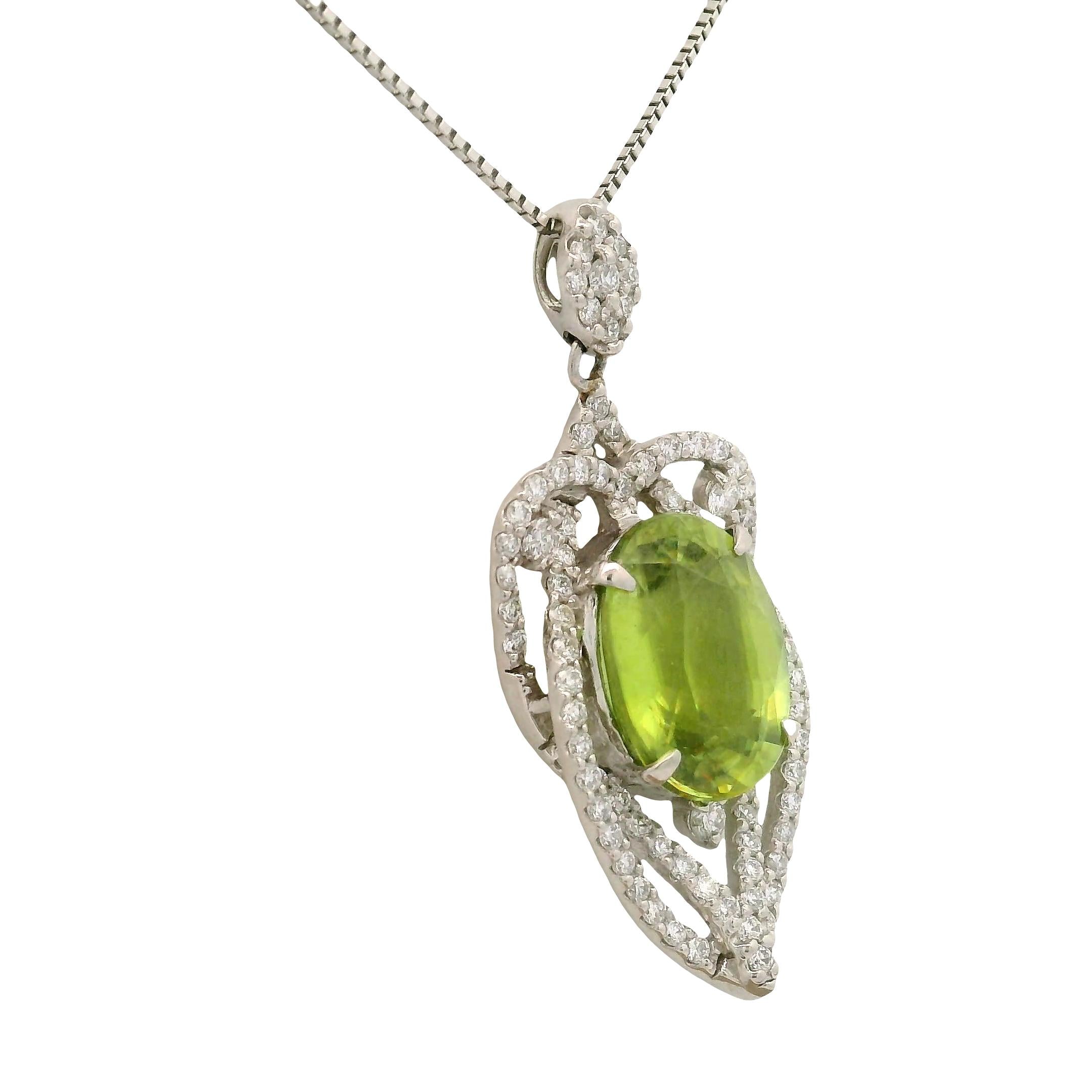 4.18 Carat Sphene Diamond Halo Platinum Pendant Necklace