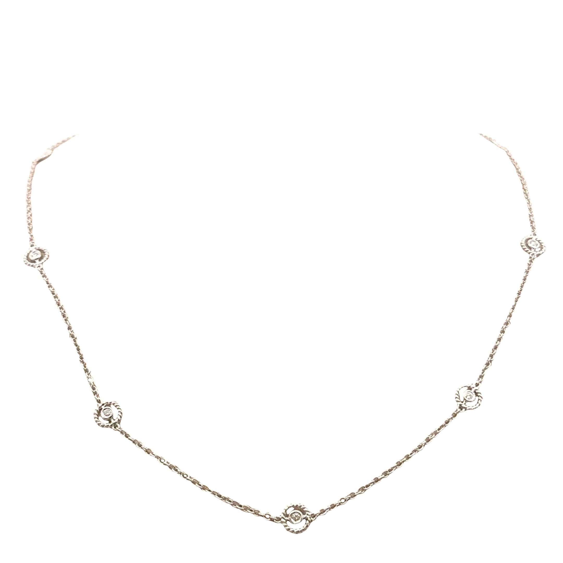 Diamond-by-the-Yard 18K White Gold Bezel-Set Necklace