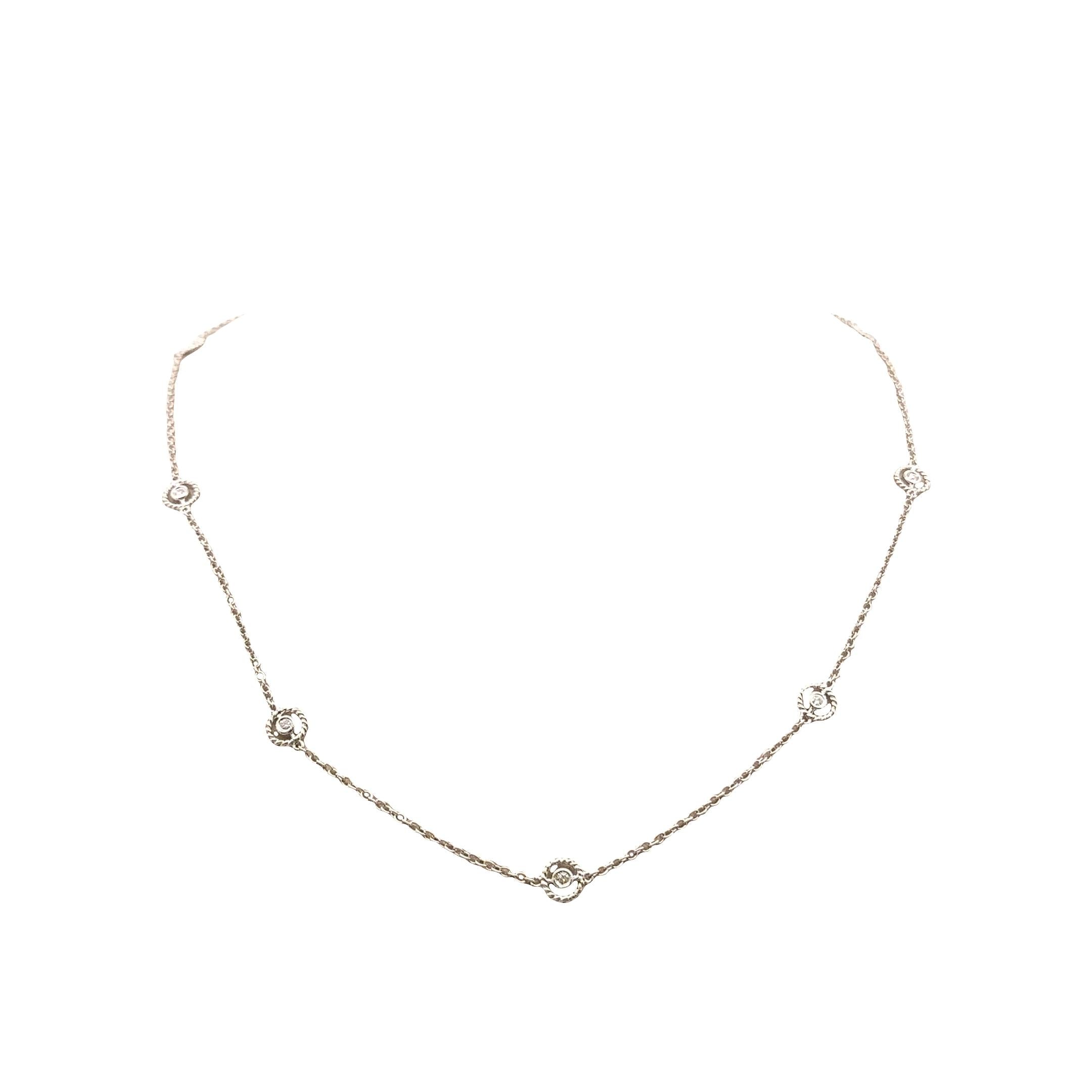 Diamond-by-the-Yard 18K White Gold Bezel-Set Necklace