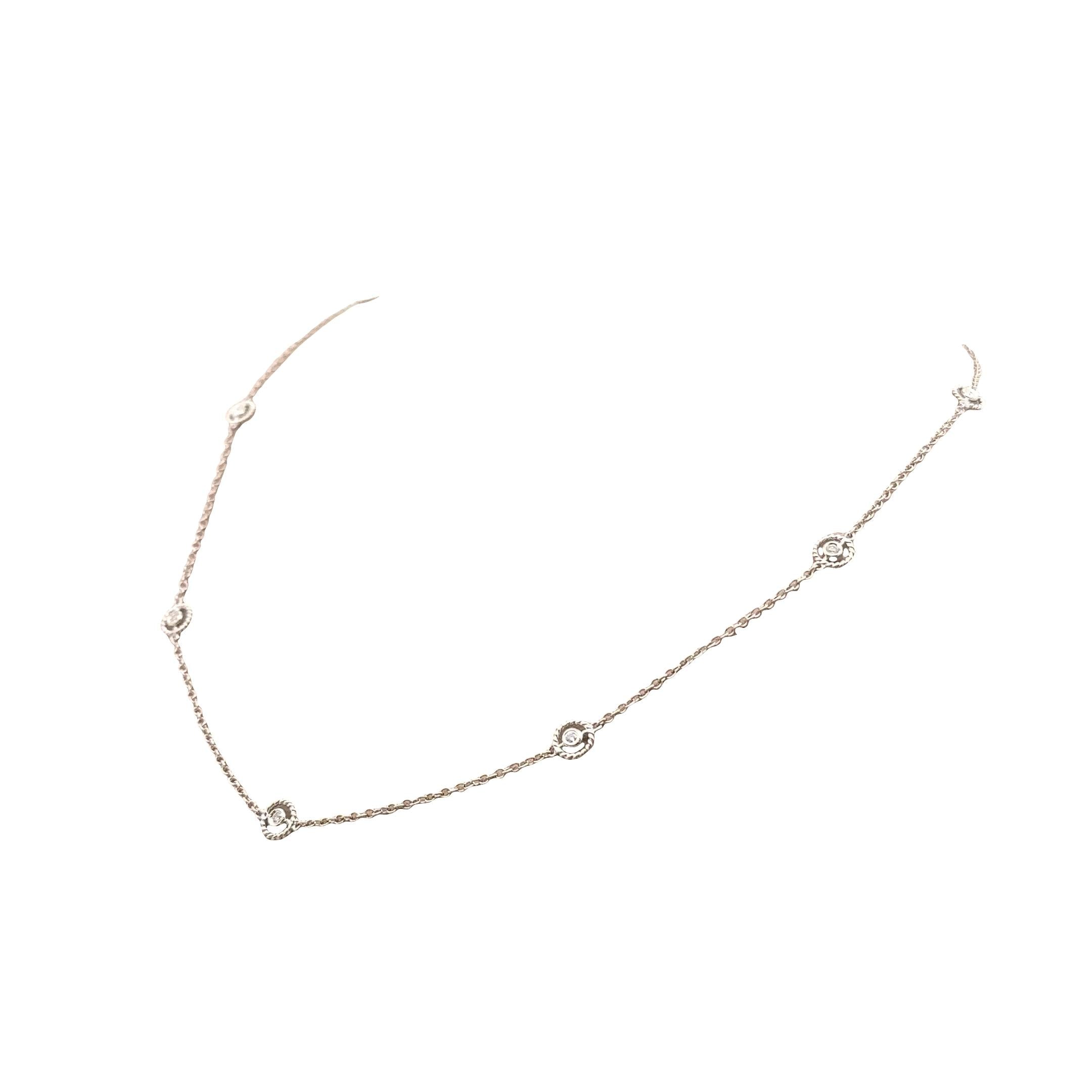 Diamond-by-the-Yard 18K White Gold Bezel-Set Necklace