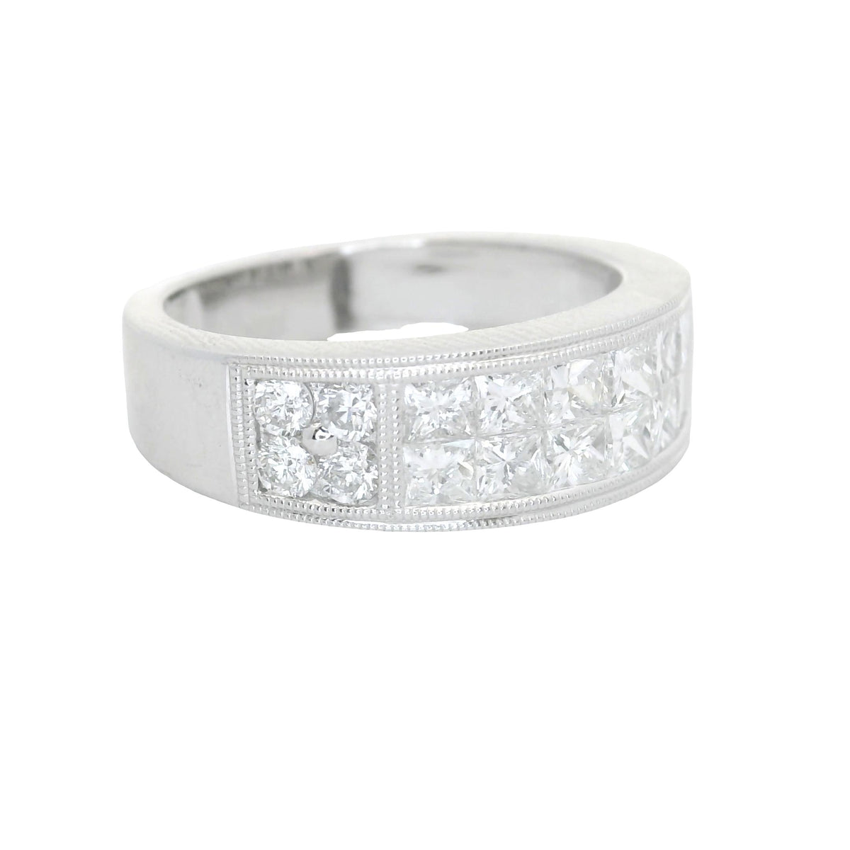 Diamond Channel-Set 18K White Gold Band
