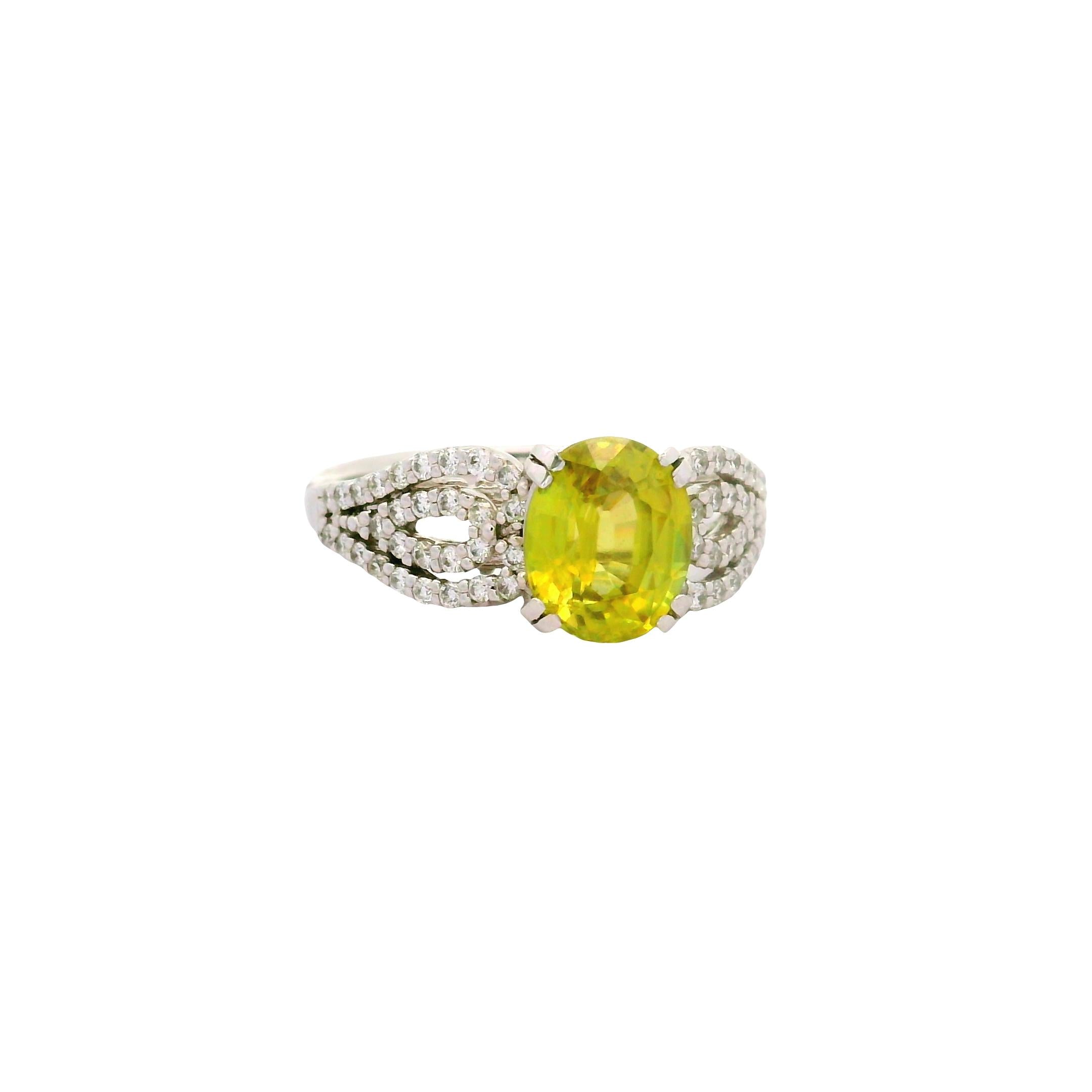 Sphene Diamond Platinum Halo Ring