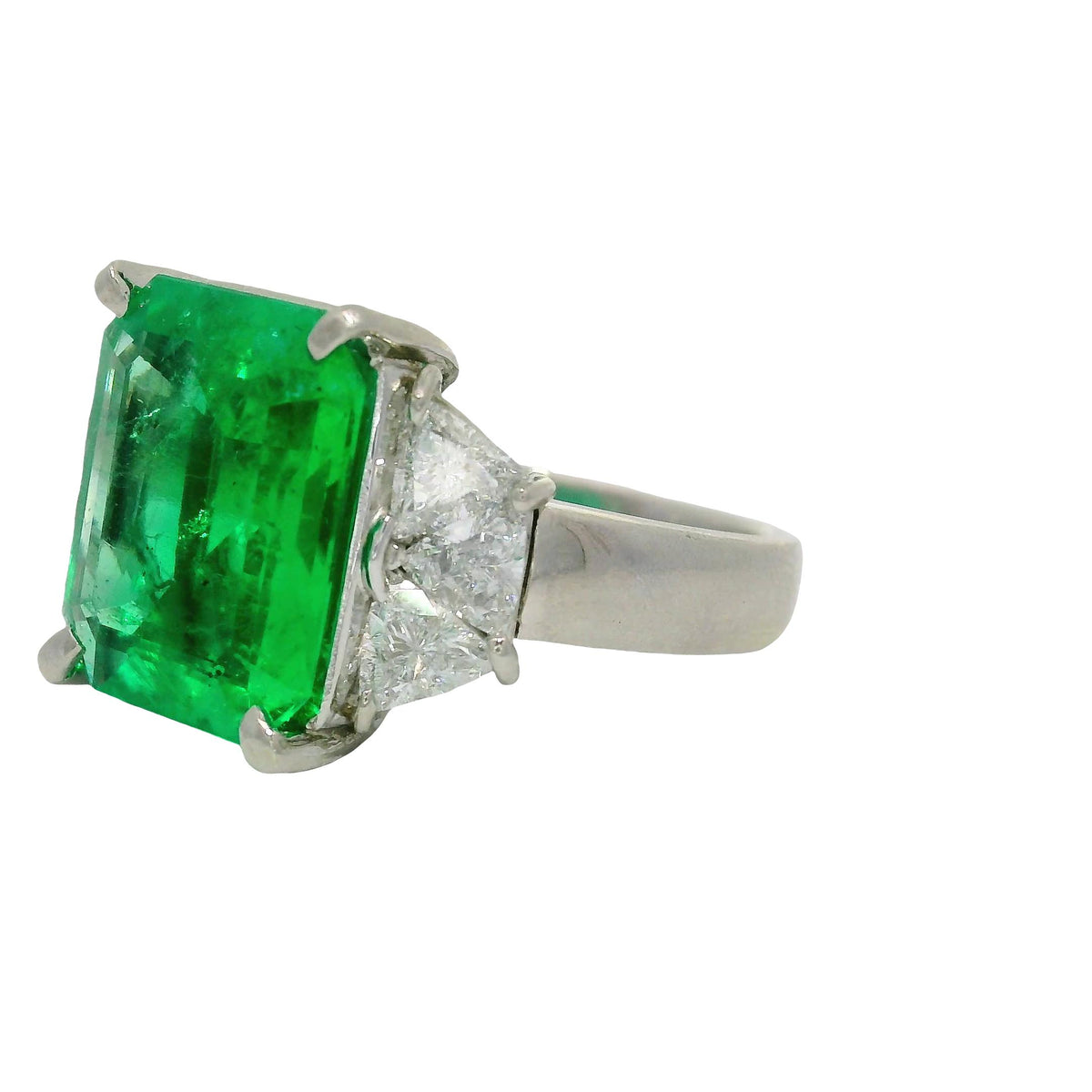 4.55 Carat Colombian Emerald Diamond Platinum Ring, GIA Certified